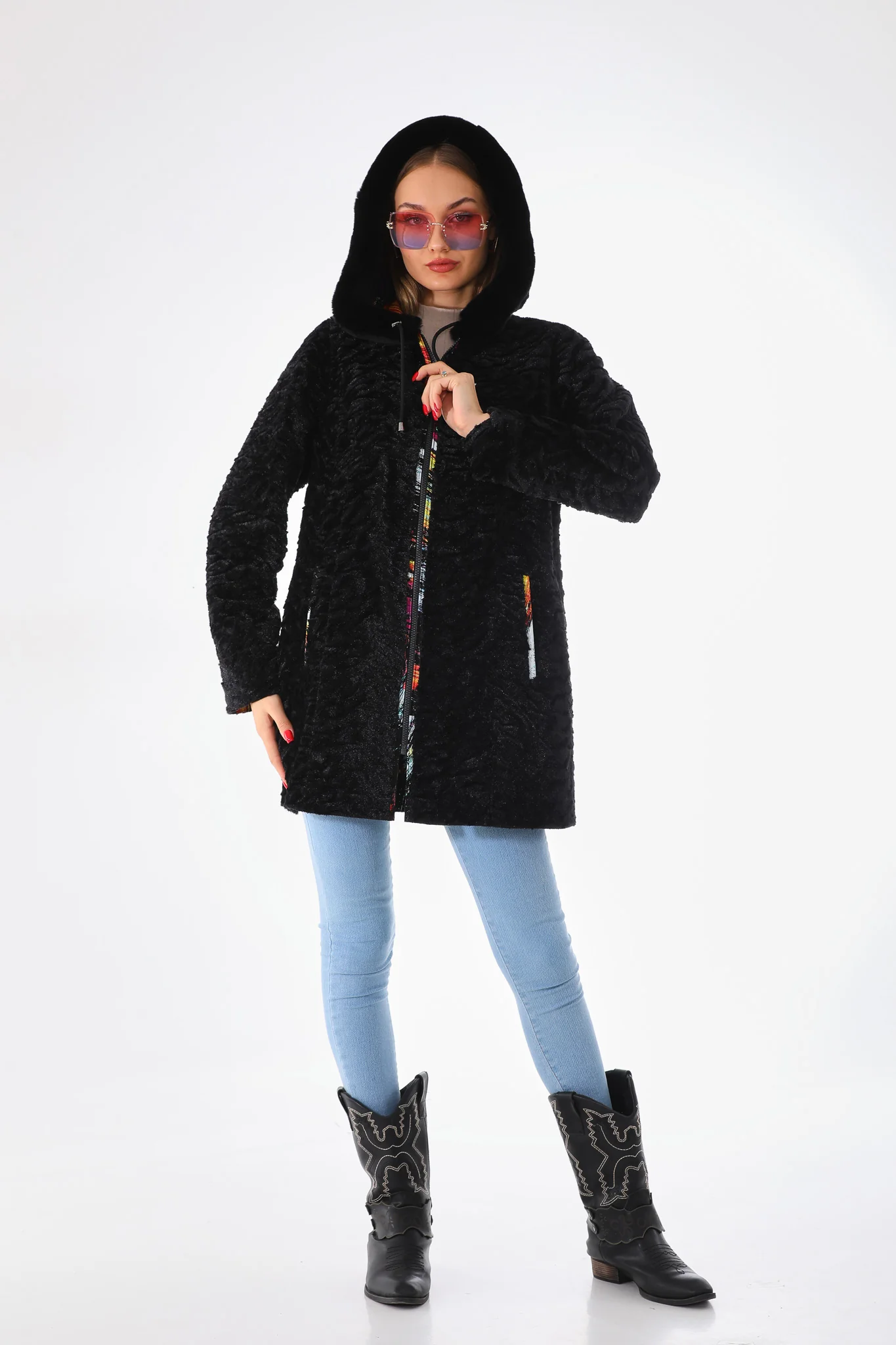 The Prisma Multicolor Leather Women Jacket - Image 12