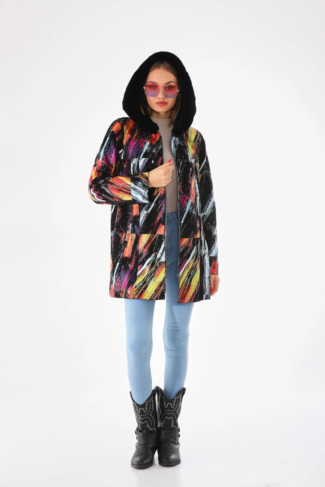 The Prisma Multicolor Leather Women Jacket - Image 17