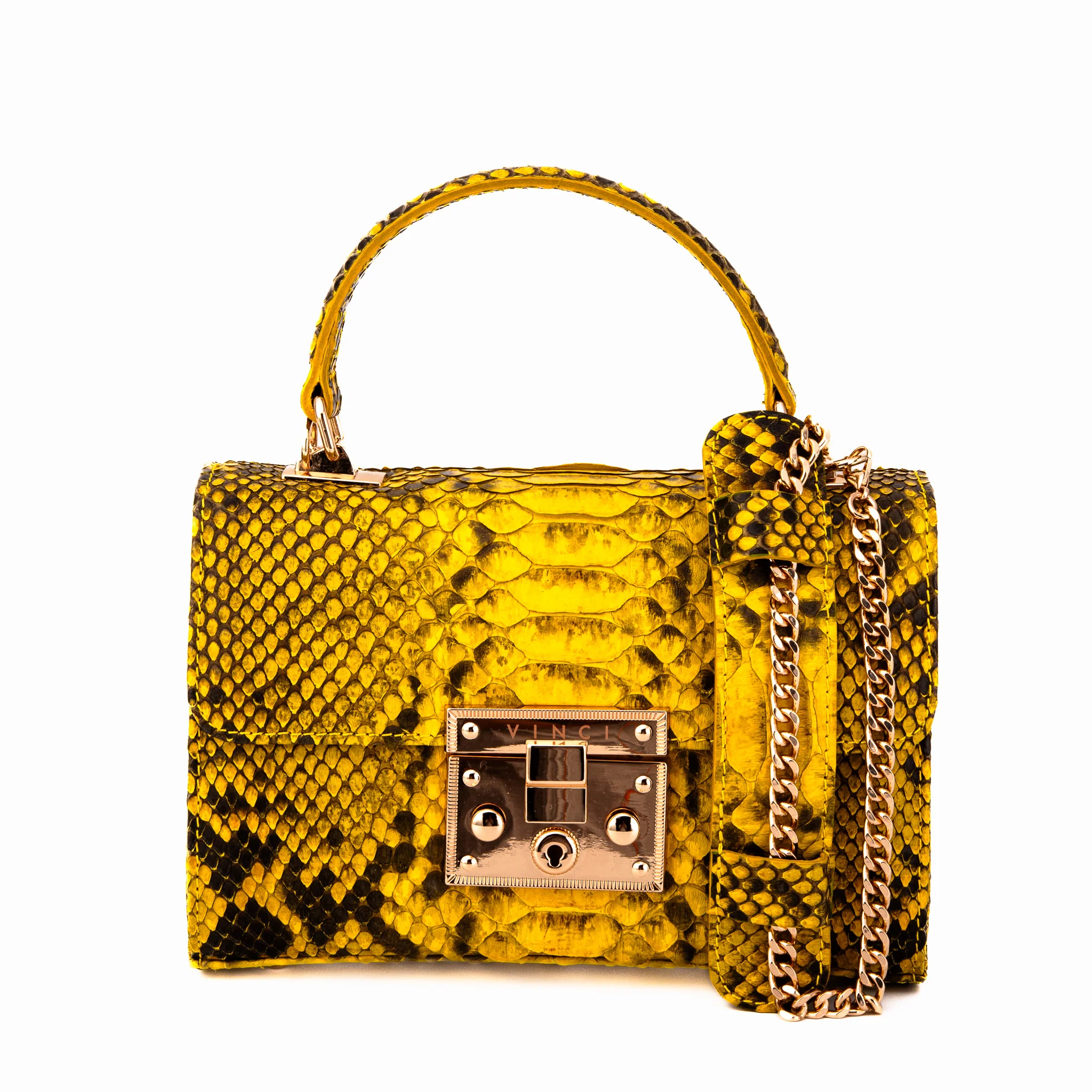 The Queen Yellow Pythn Leather Handbag - Image 5