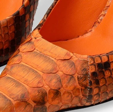The Queenn Orange Pythn Leather Pump Women Shoe - Image 5