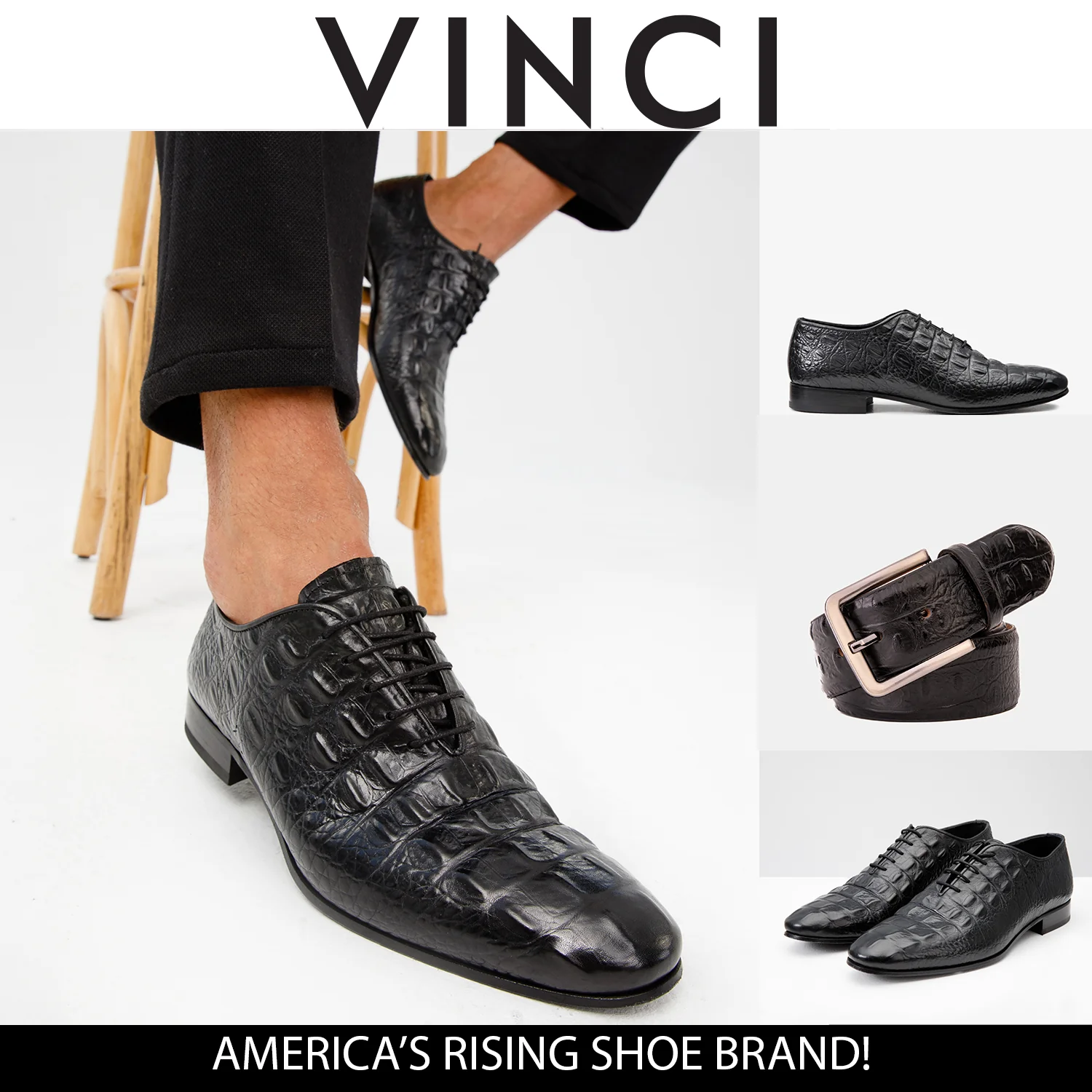 The Randor Black Crocodile Leather Oxford Men Shoe - Image 3