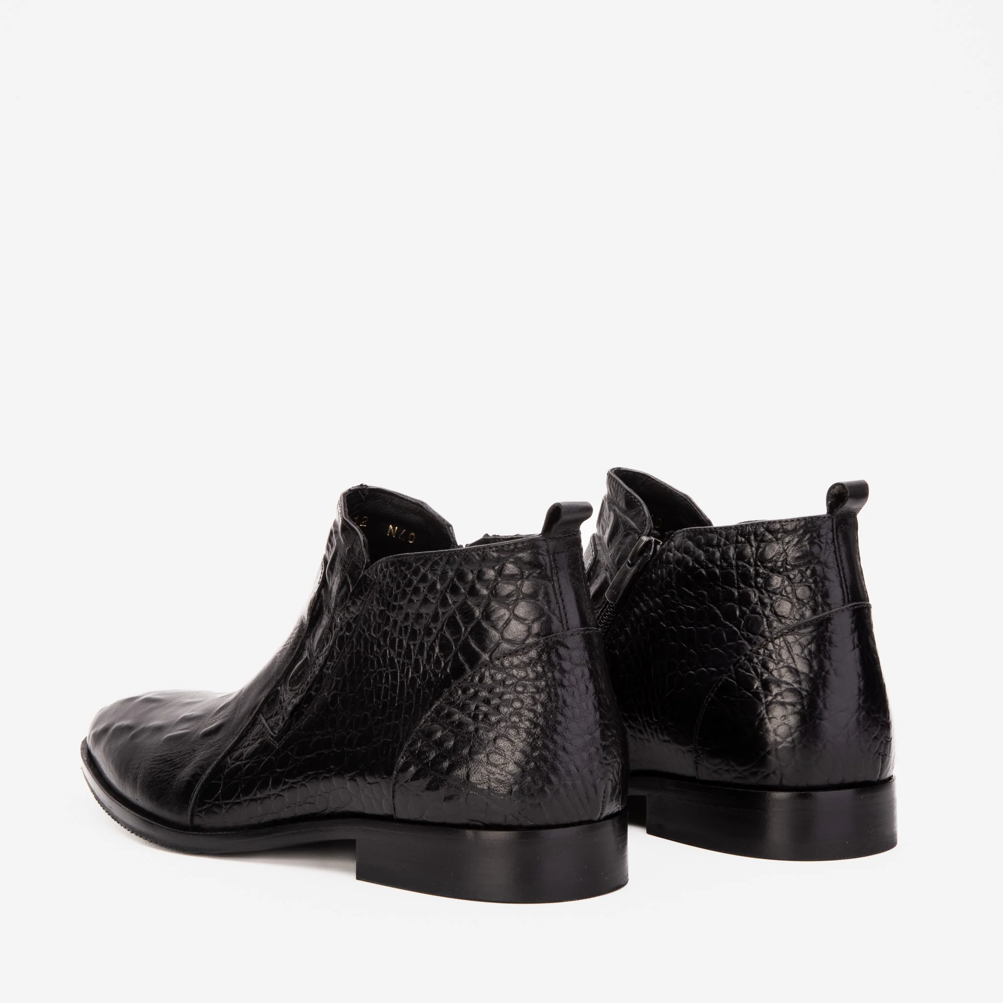 The Randor Black Crocodile Leather Side-Zip Dress Ankle Men Boot - Image 7