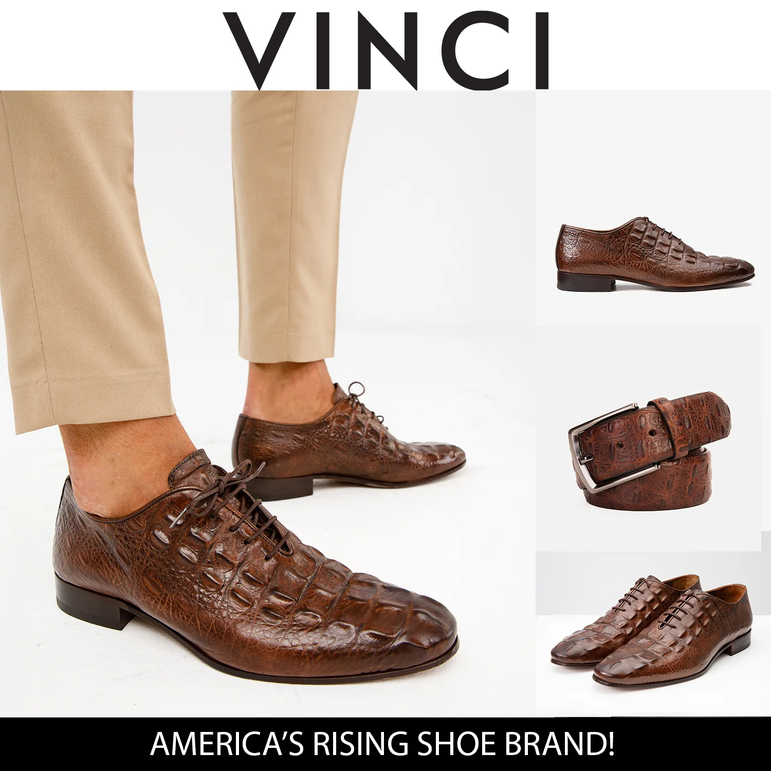 The Randor Brown Crocodile Leather Oxford Men Shoe - Image 3