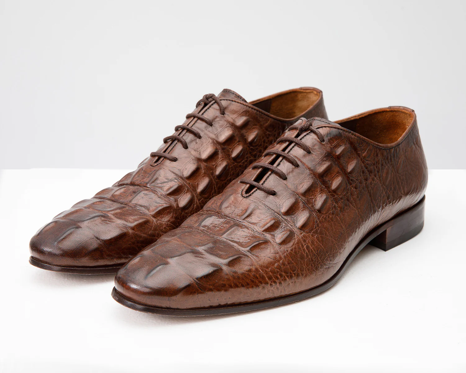 The Randor Brown Crocodile Leather Oxford Men Shoe - Image 7