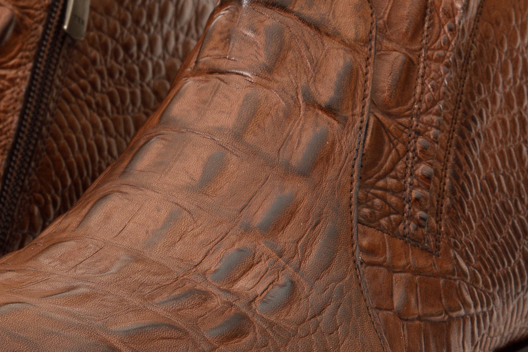 The Randor Brown Crocodile Leather Side-Zip Dress Ankle Men  Boot - Image 3