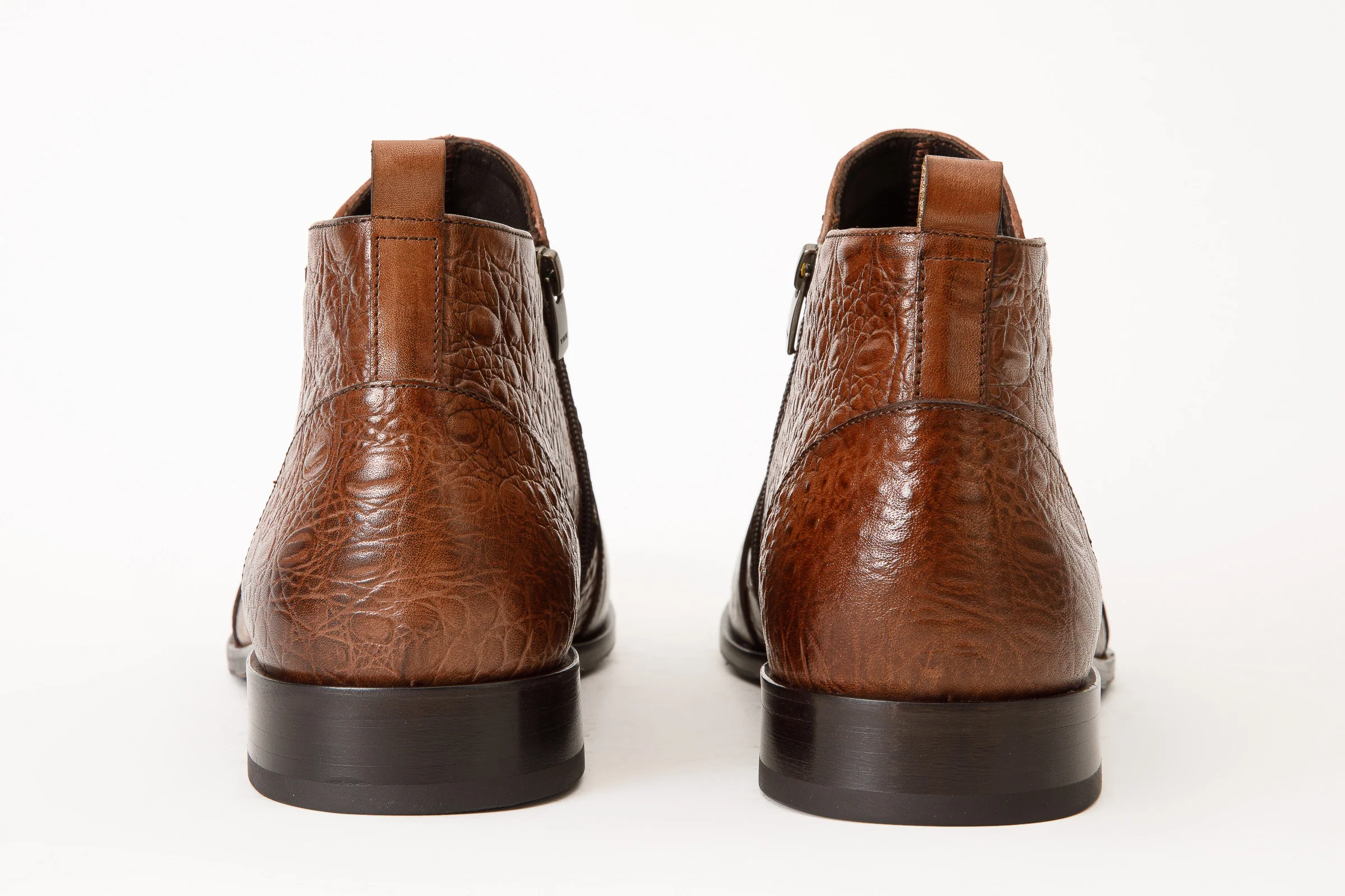 The Randor Brown Crocodile Leather Side-Zip Dress Ankle Men  Boot - Image 4