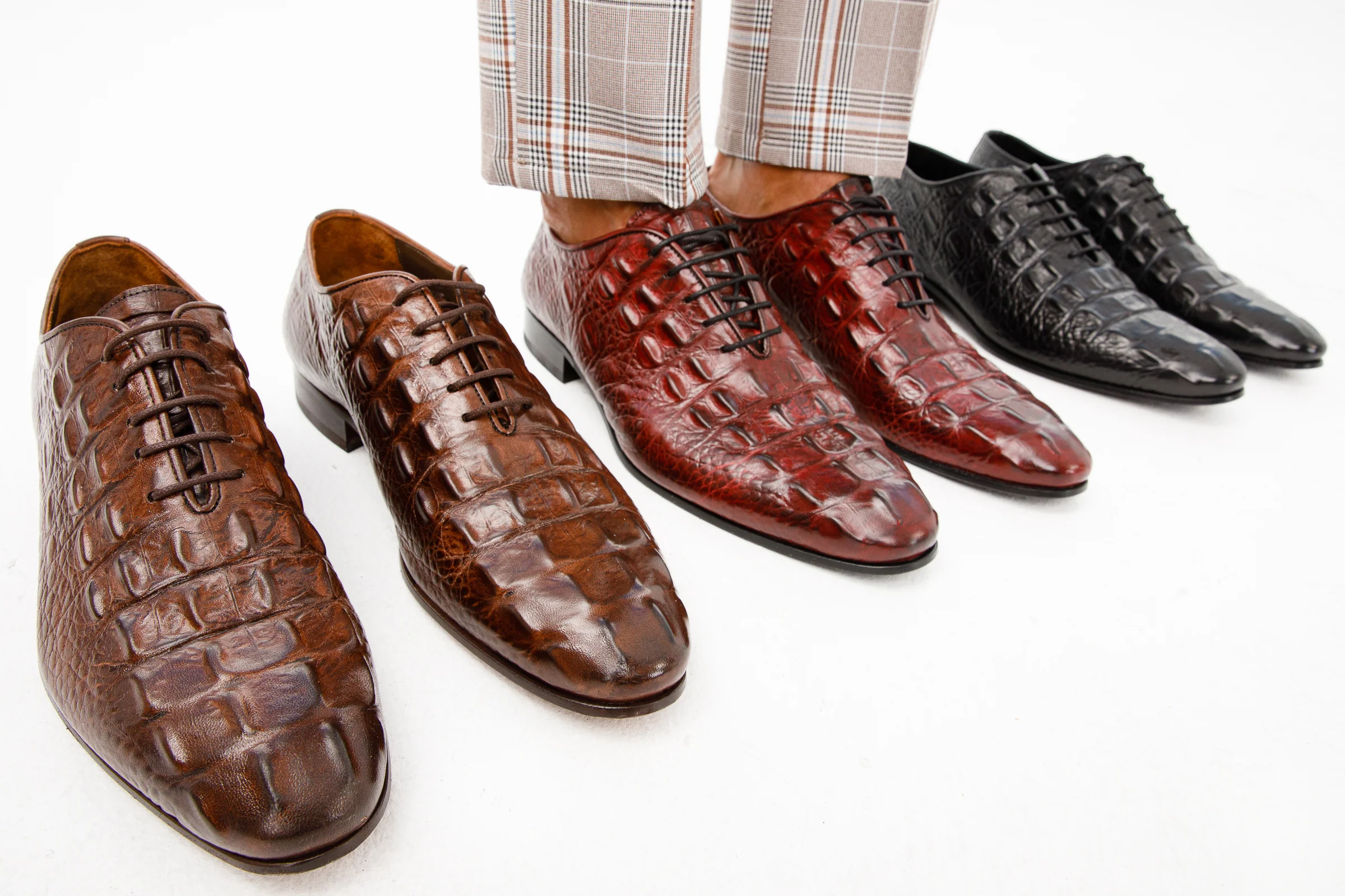 The Randor Burgundy Crocodile Leather Oxford Men Shoe - Image 7