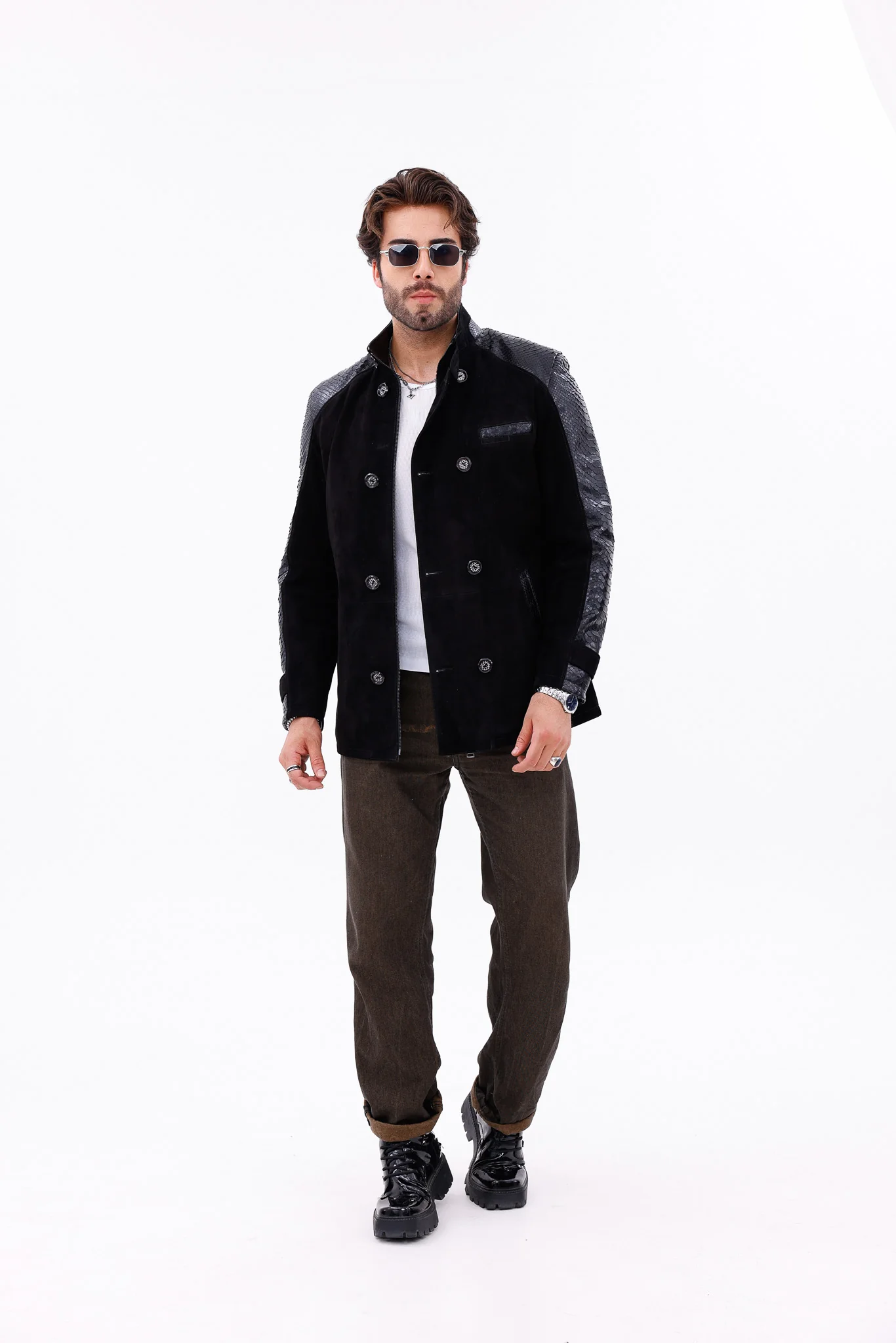 The Ravello Black Pythn Leather Men Jacket - Image 2