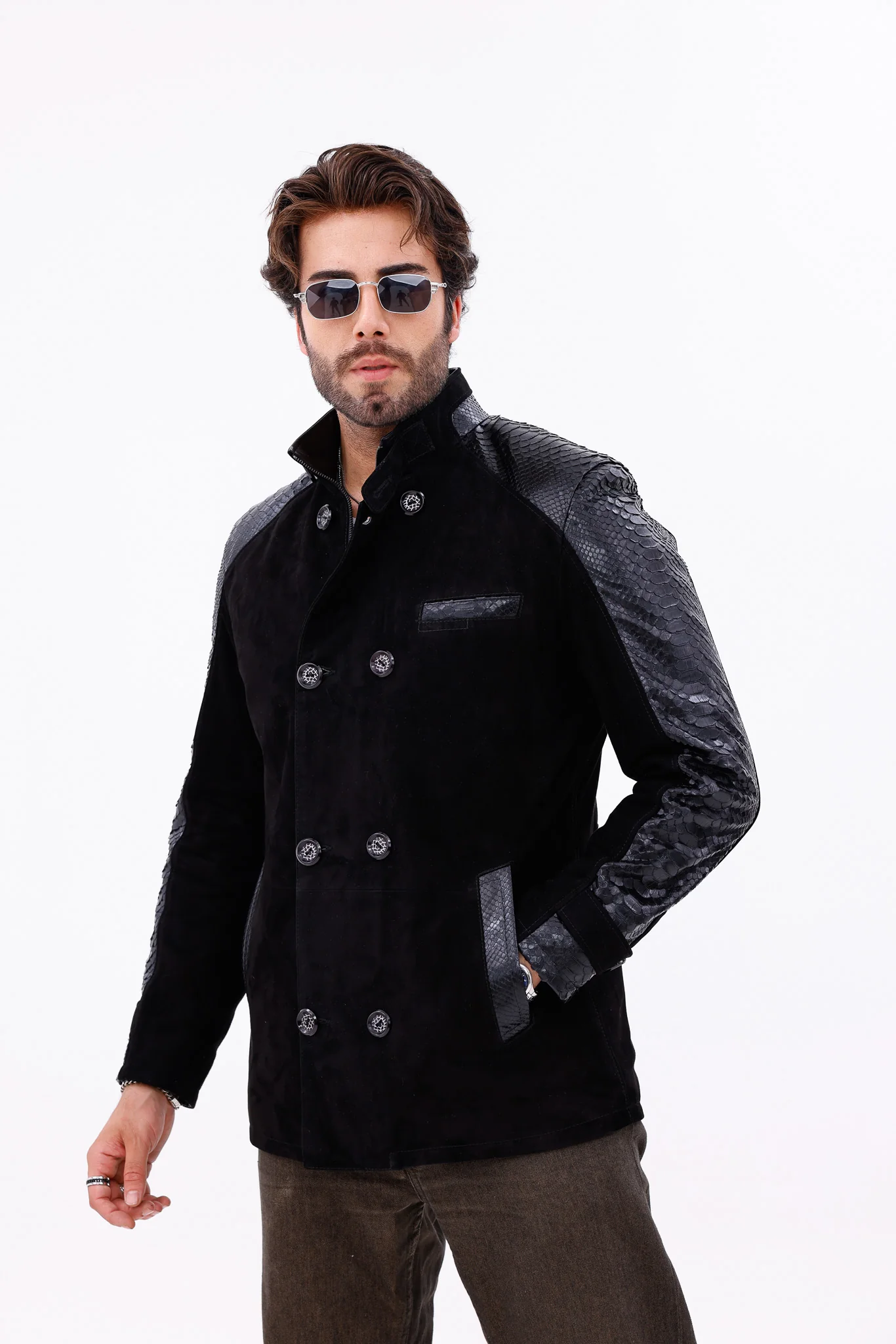 The Ravello Black Pythn Leather Men Jacket - Image 3