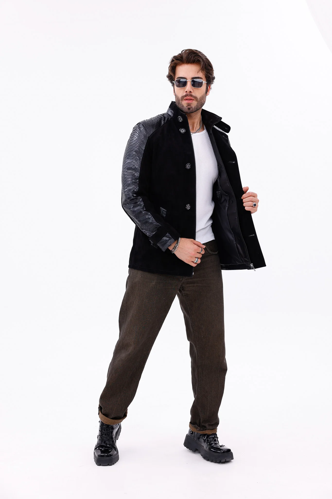 The Ravello Black Pythn Leather Men Jacket - Image 7