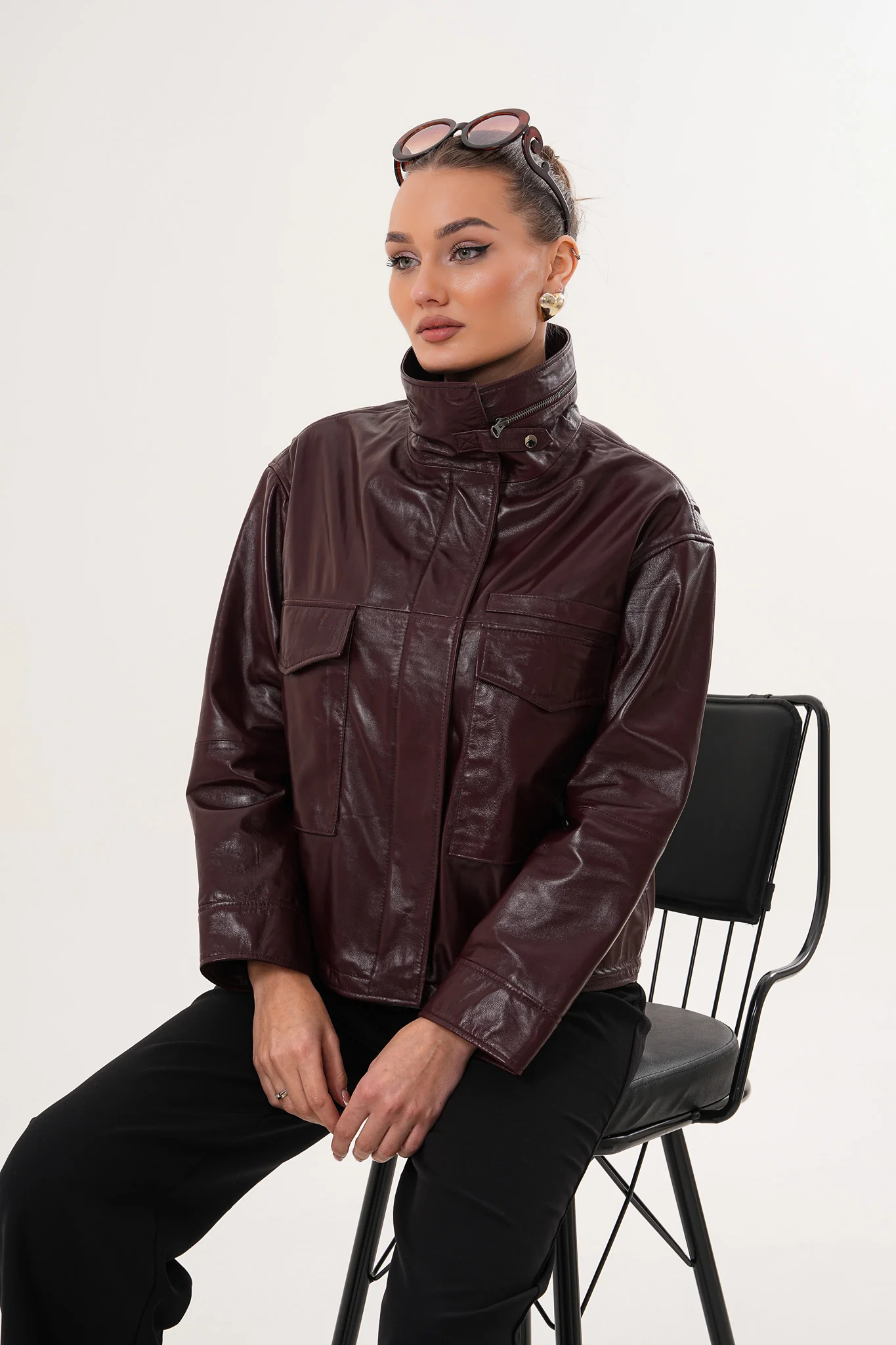 The Ravelyn Burgundy Leather Women Jacket - Image 10
