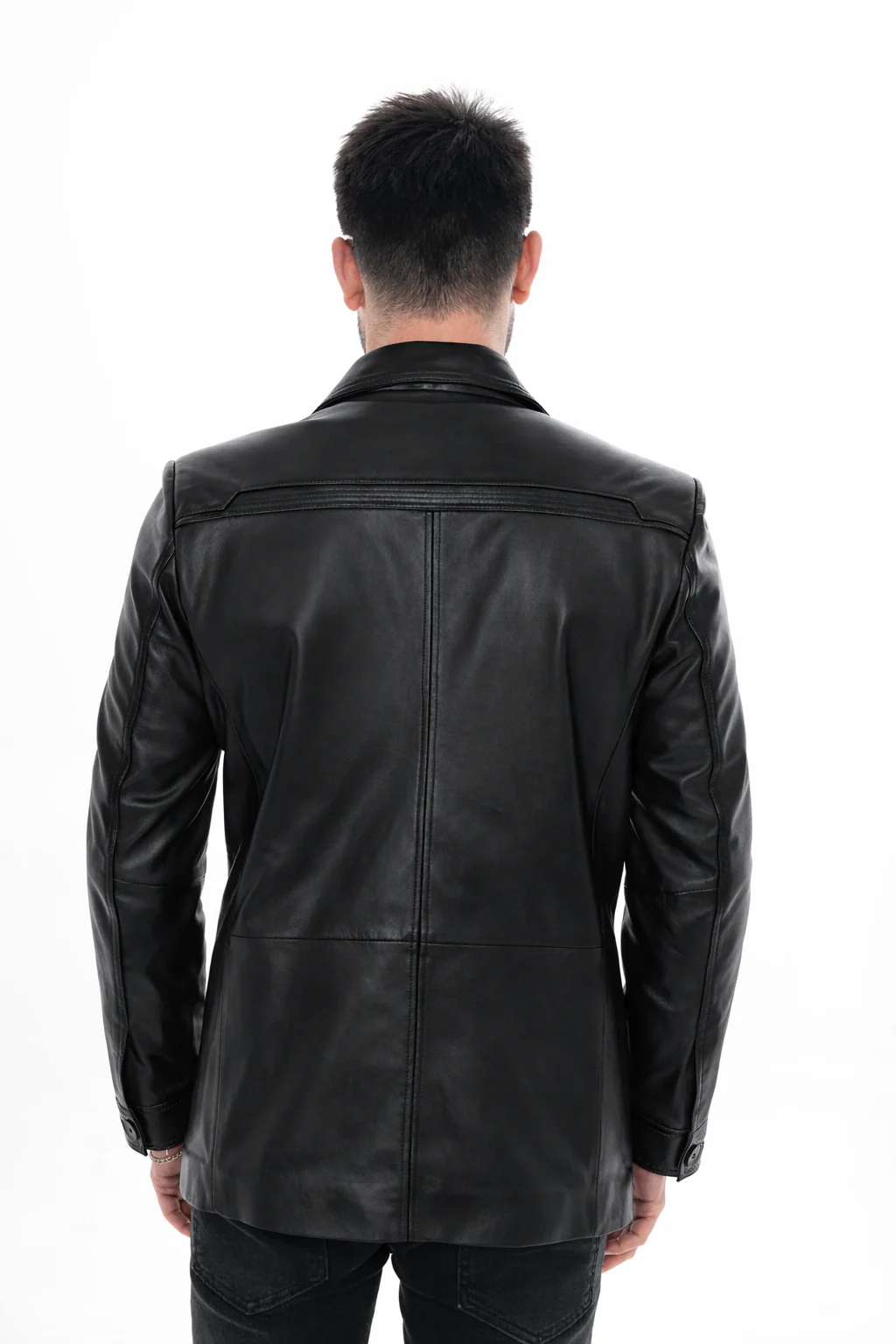 The Ravenna Black Leather Men Jacket - Image 3
