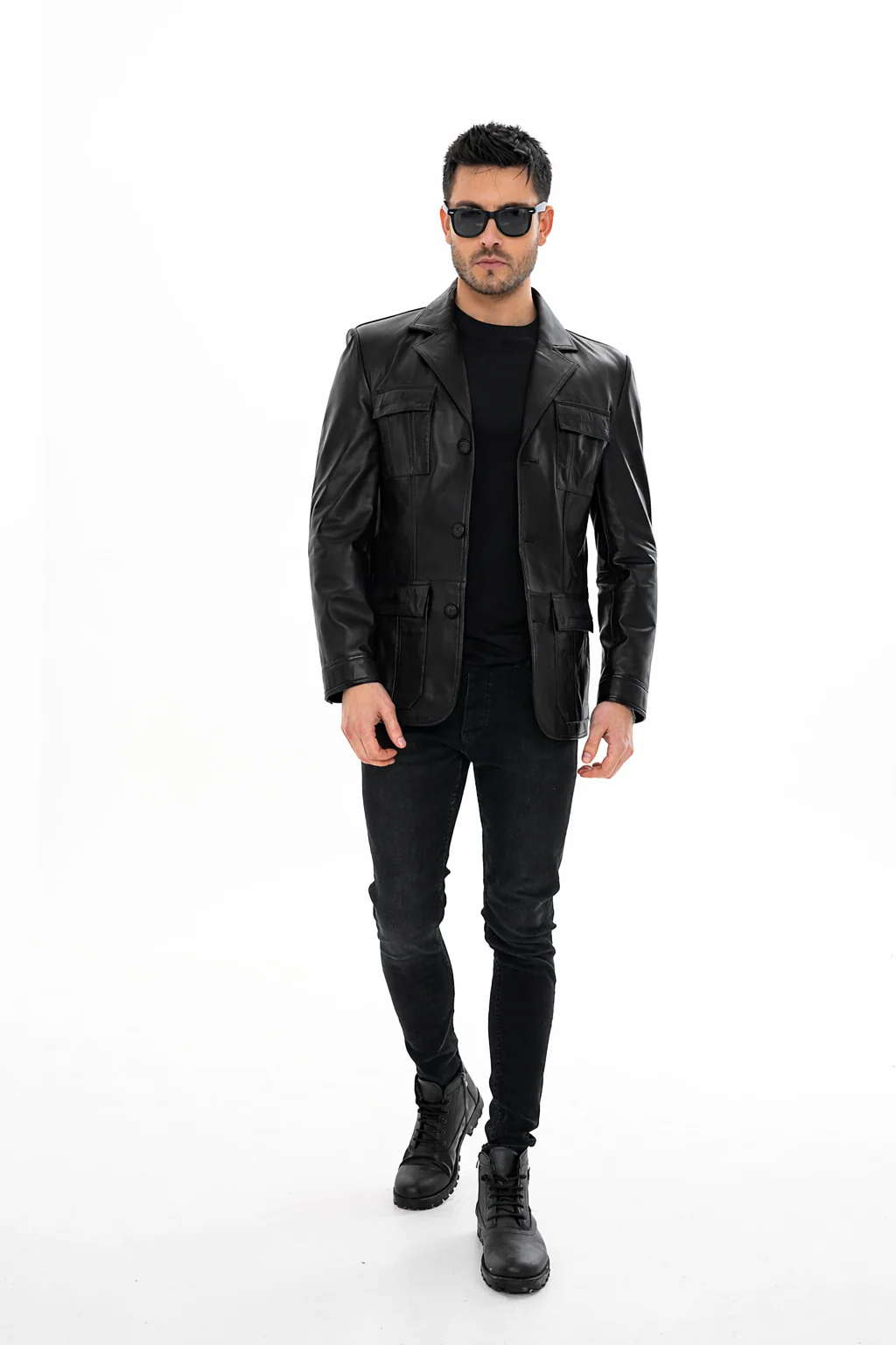 The Ravenna Black Leather Men Jacket - Image 6