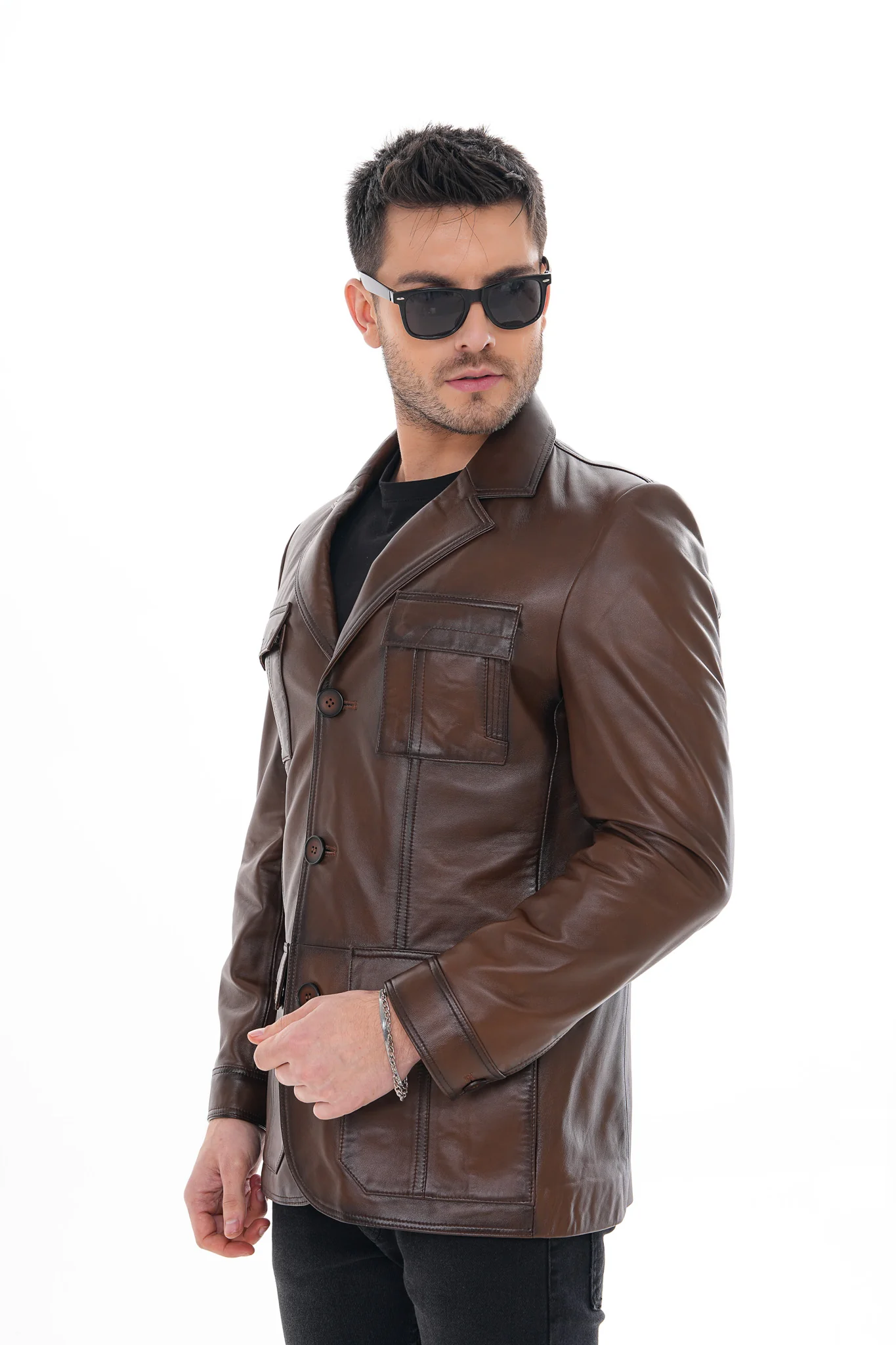 The Ravenna Brown Leather Men Jacket - Image 10