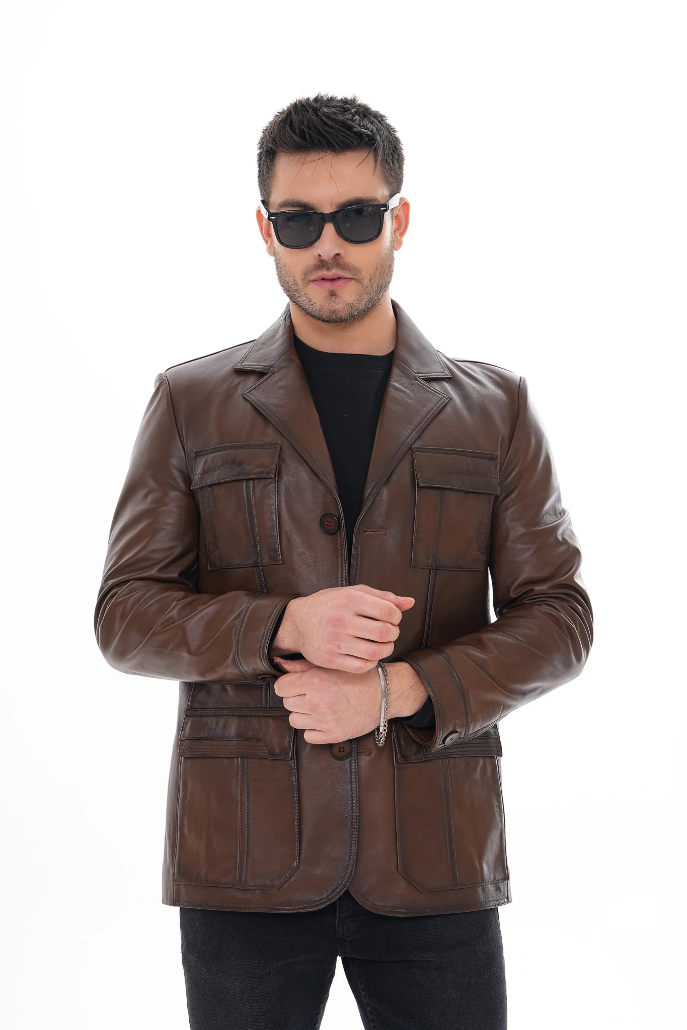 The Ravenna Brown Leather Men Jacket - Image 7