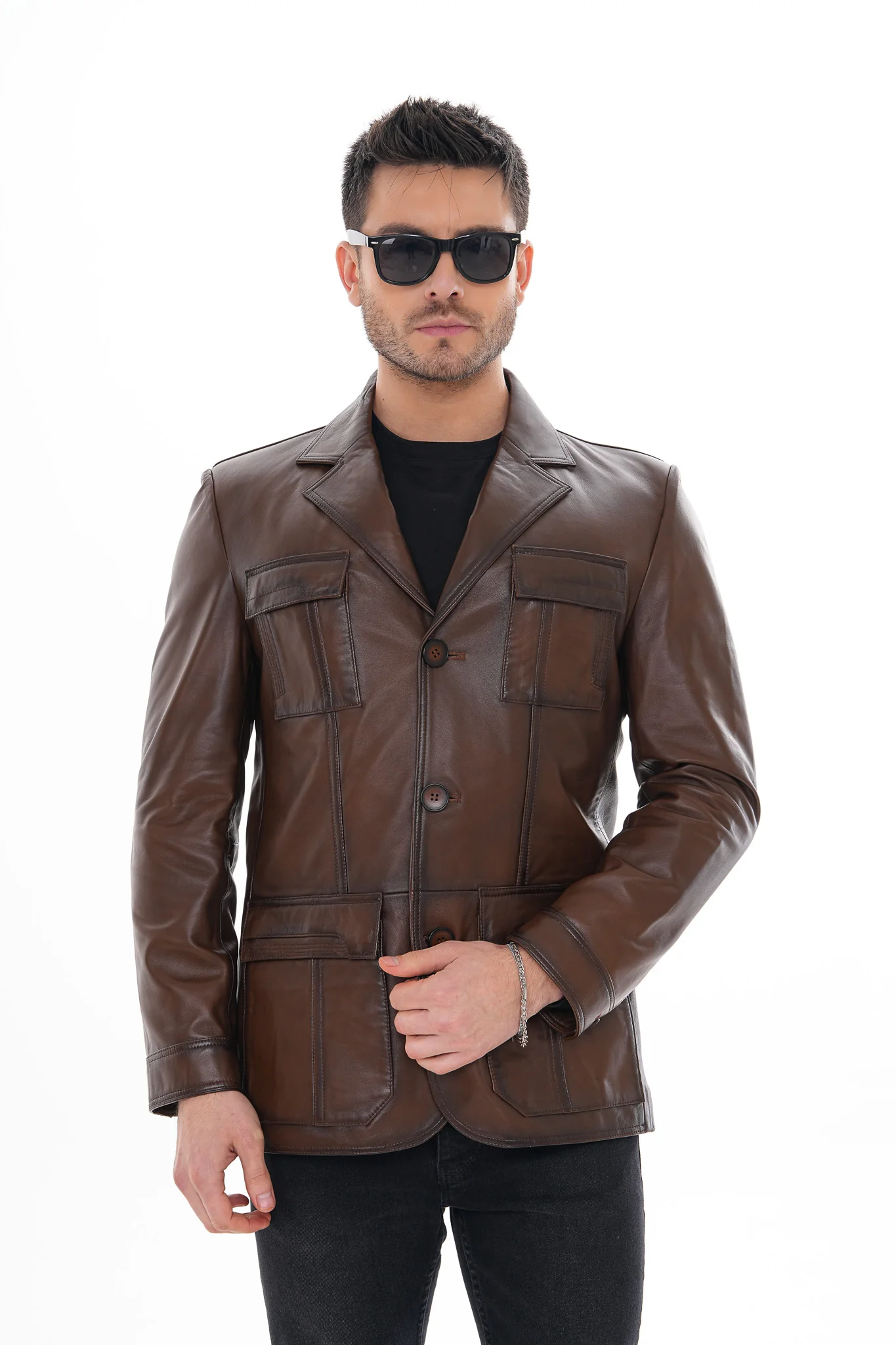 The Ravenna Brown Leather Men Jacket - Image 8