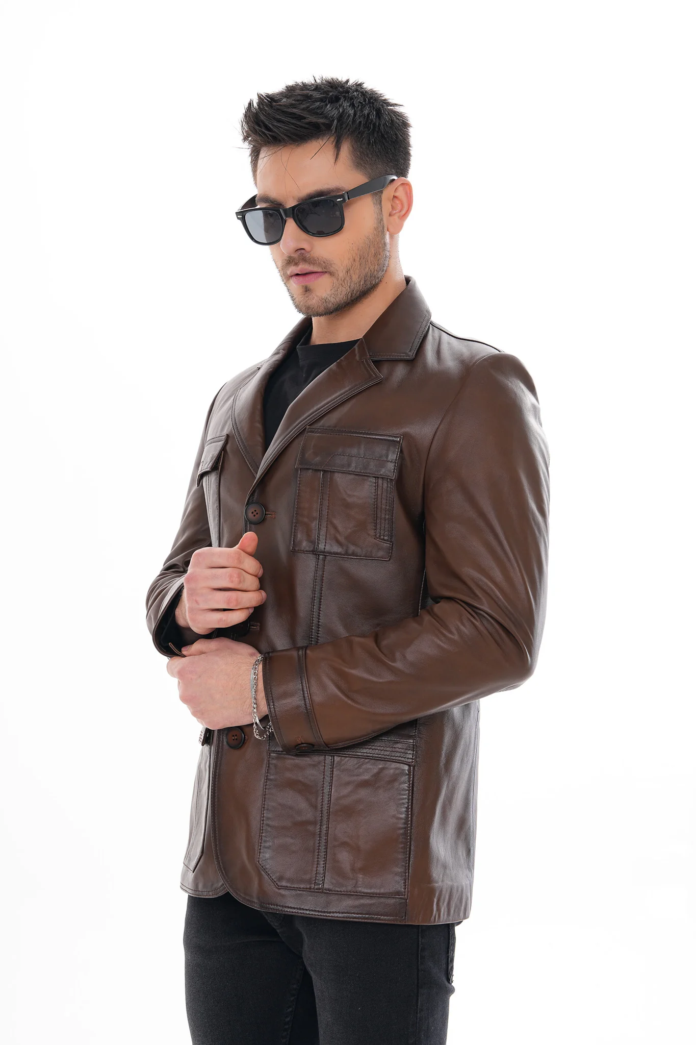 The Ravenna Brown Leather Men Jacket - Image 9