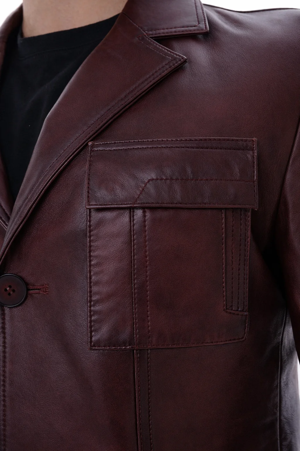 The Ravenna Burgundy Leather Men Jacket - Image 3