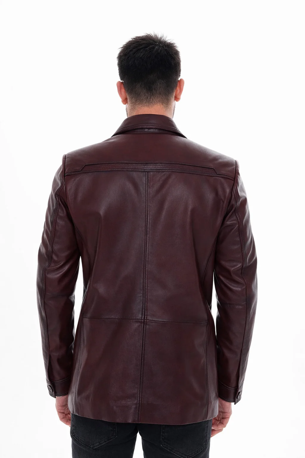 The Ravenna Burgundy Leather Men Jacket - Image 4