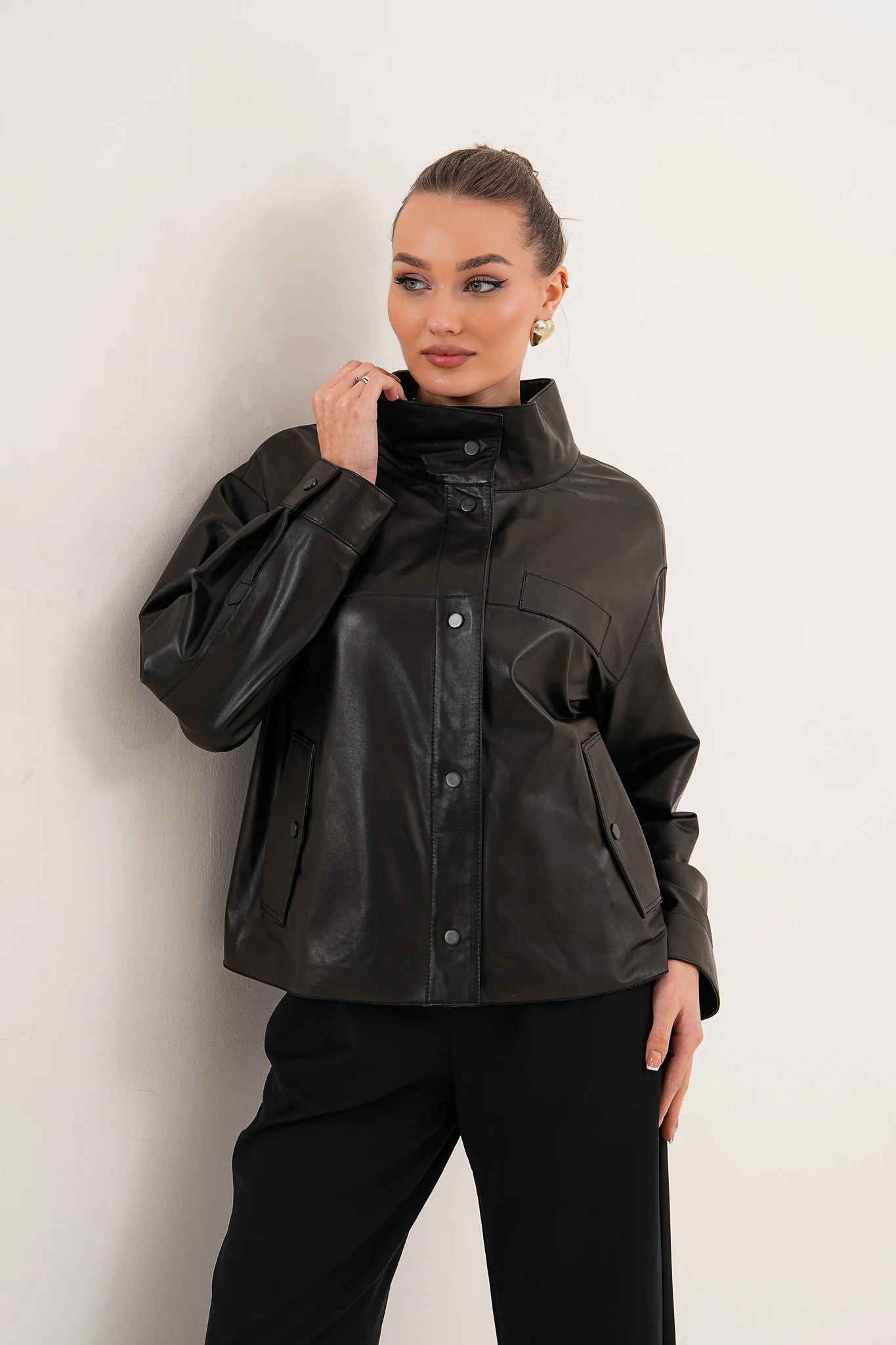 The Ravessa Reversible Black Leather Women Jacket - Image 15