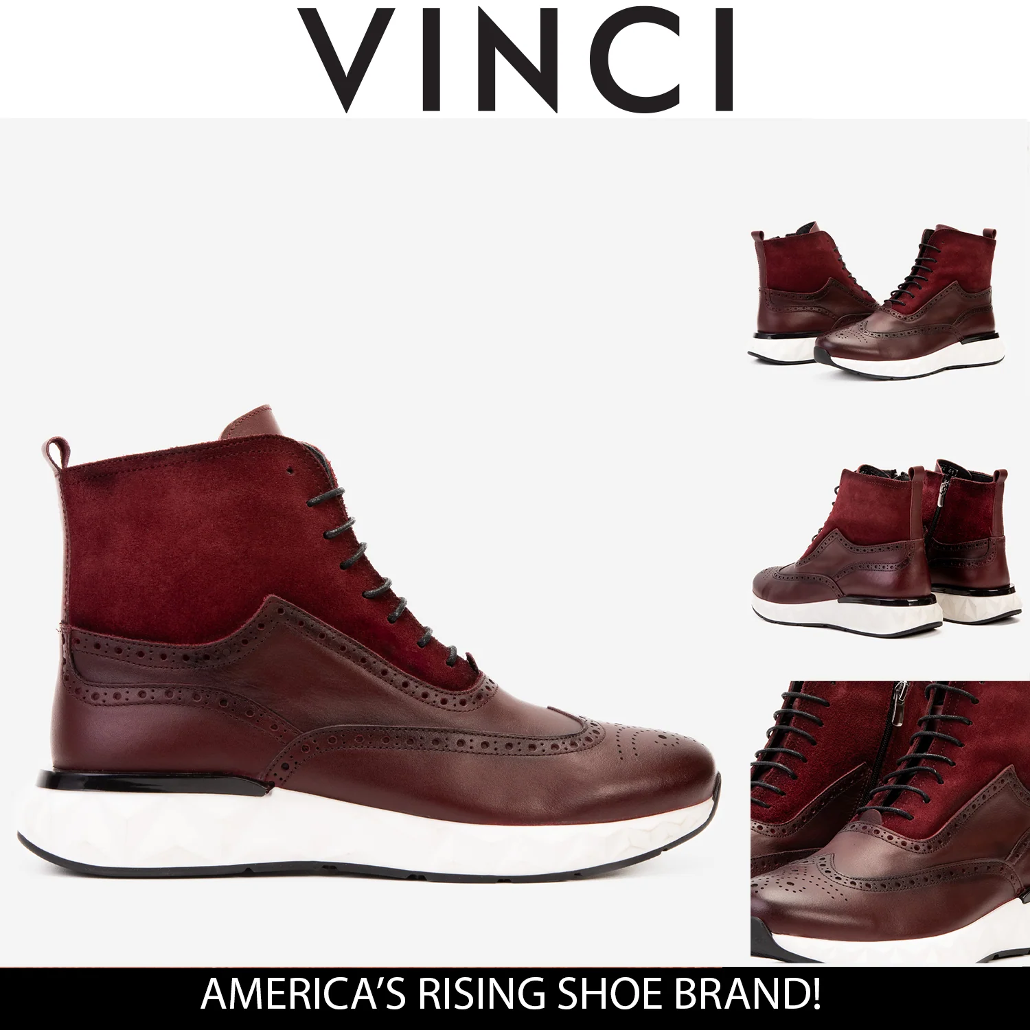 The Regent Burgundy Leather Wingtip
 Brogue Men Casual Boot - Image 7