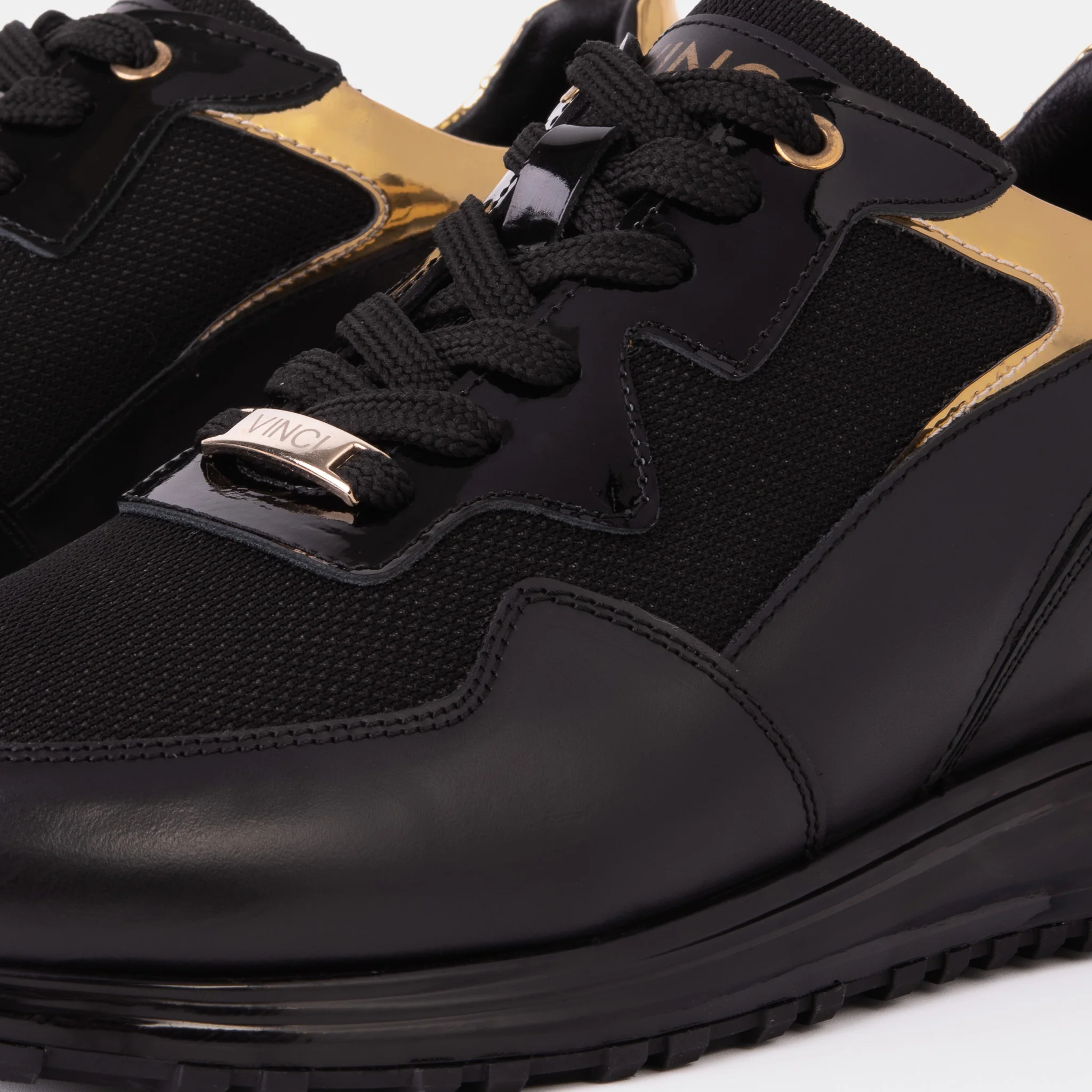 The Rialto Black & Gold Leather Men Sneaker - Image 5
