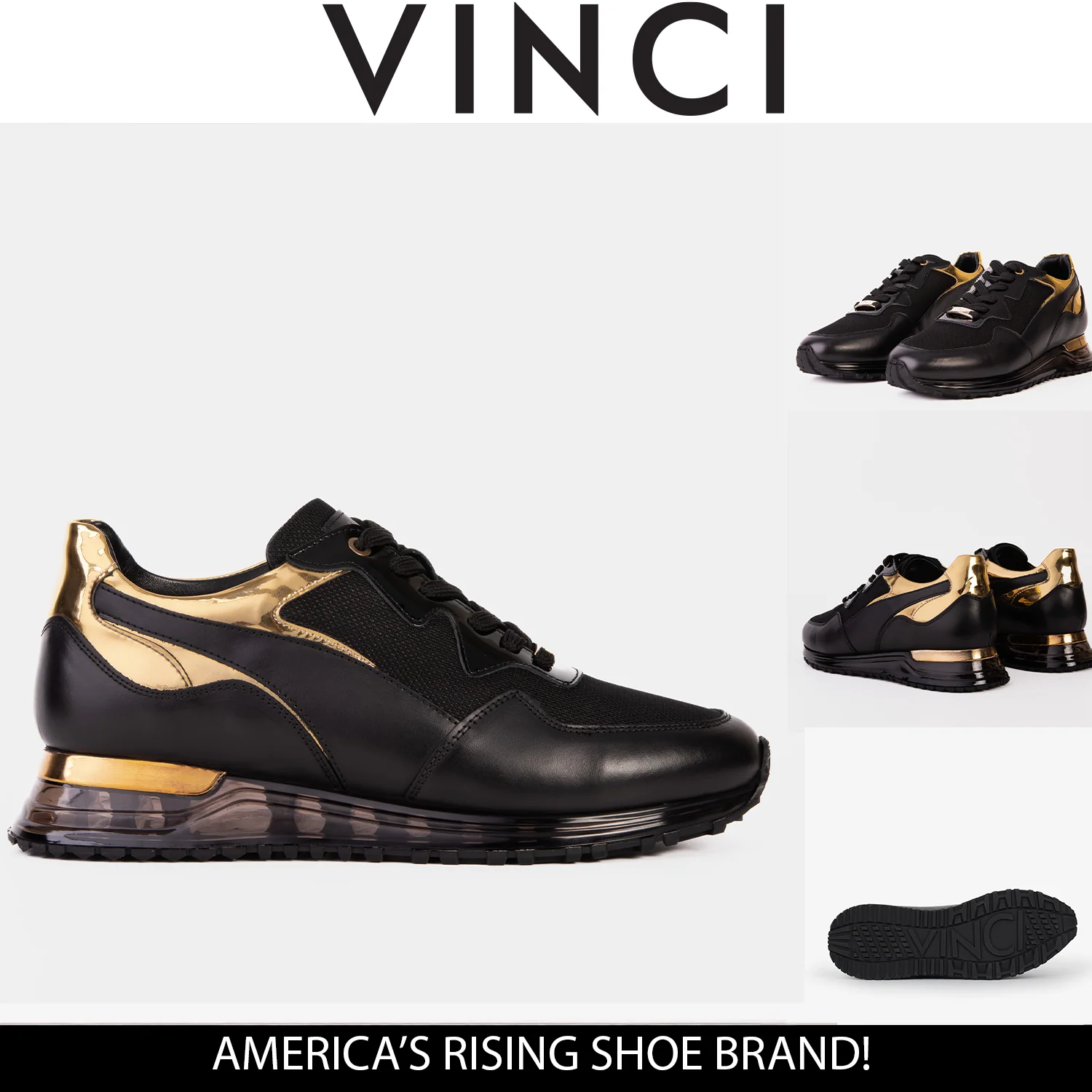 The Rialto Black & Gold Leather Men Sneaker - Image 9