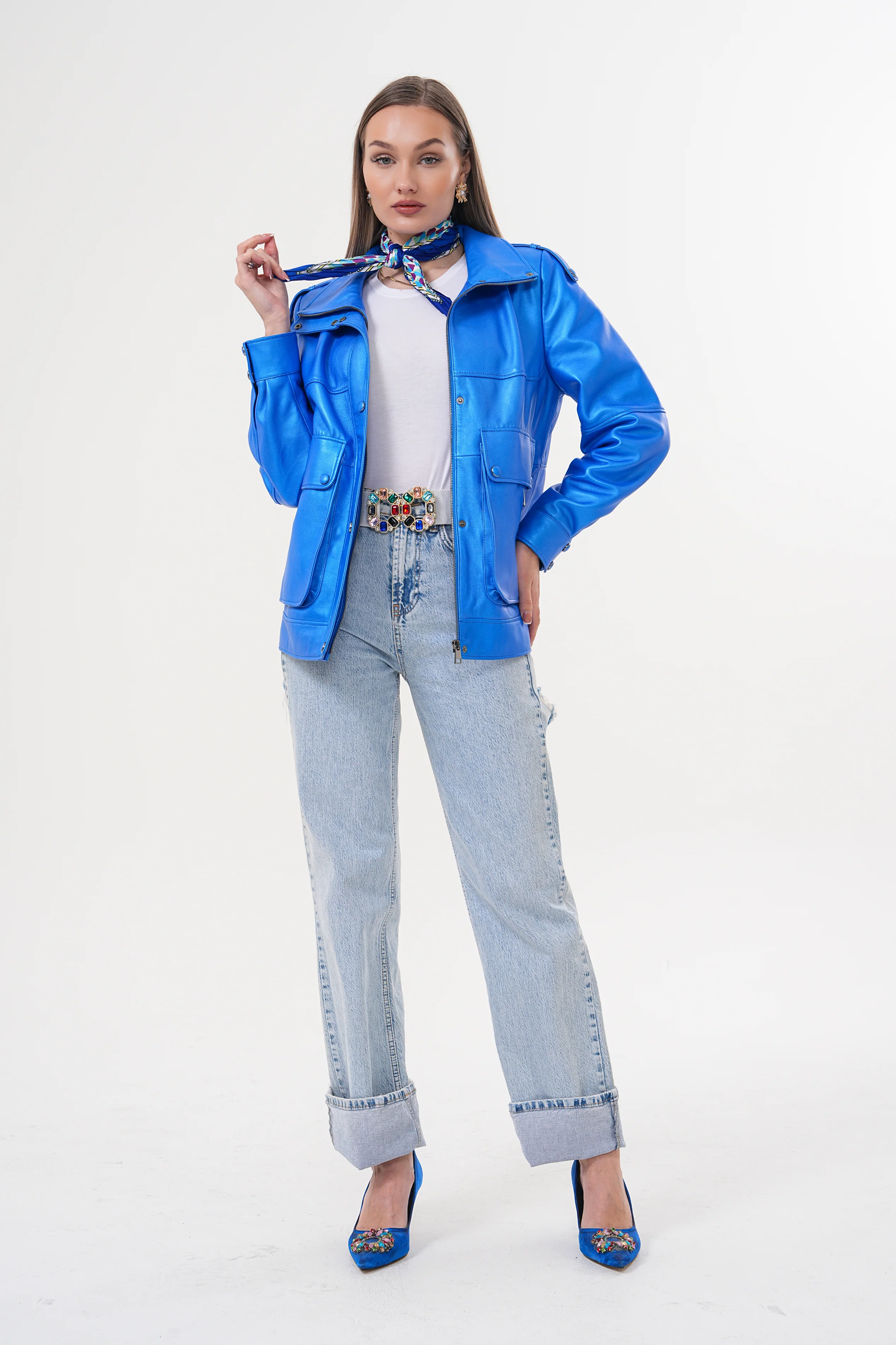 The Rivera Blue Leather Women Jacket - Image 10
