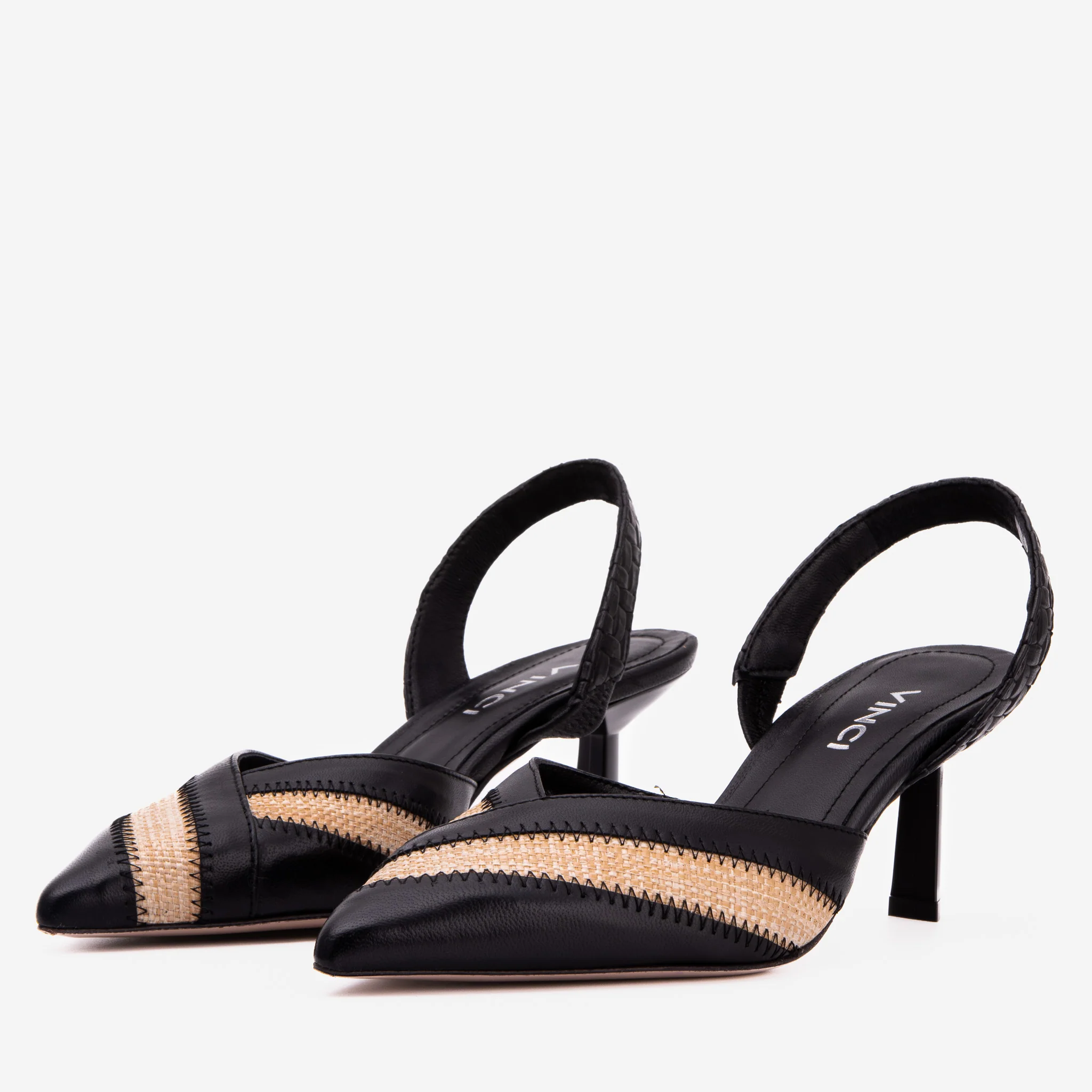 The Riviera Black & Raffia Slingback Women  Sandal - Image 3