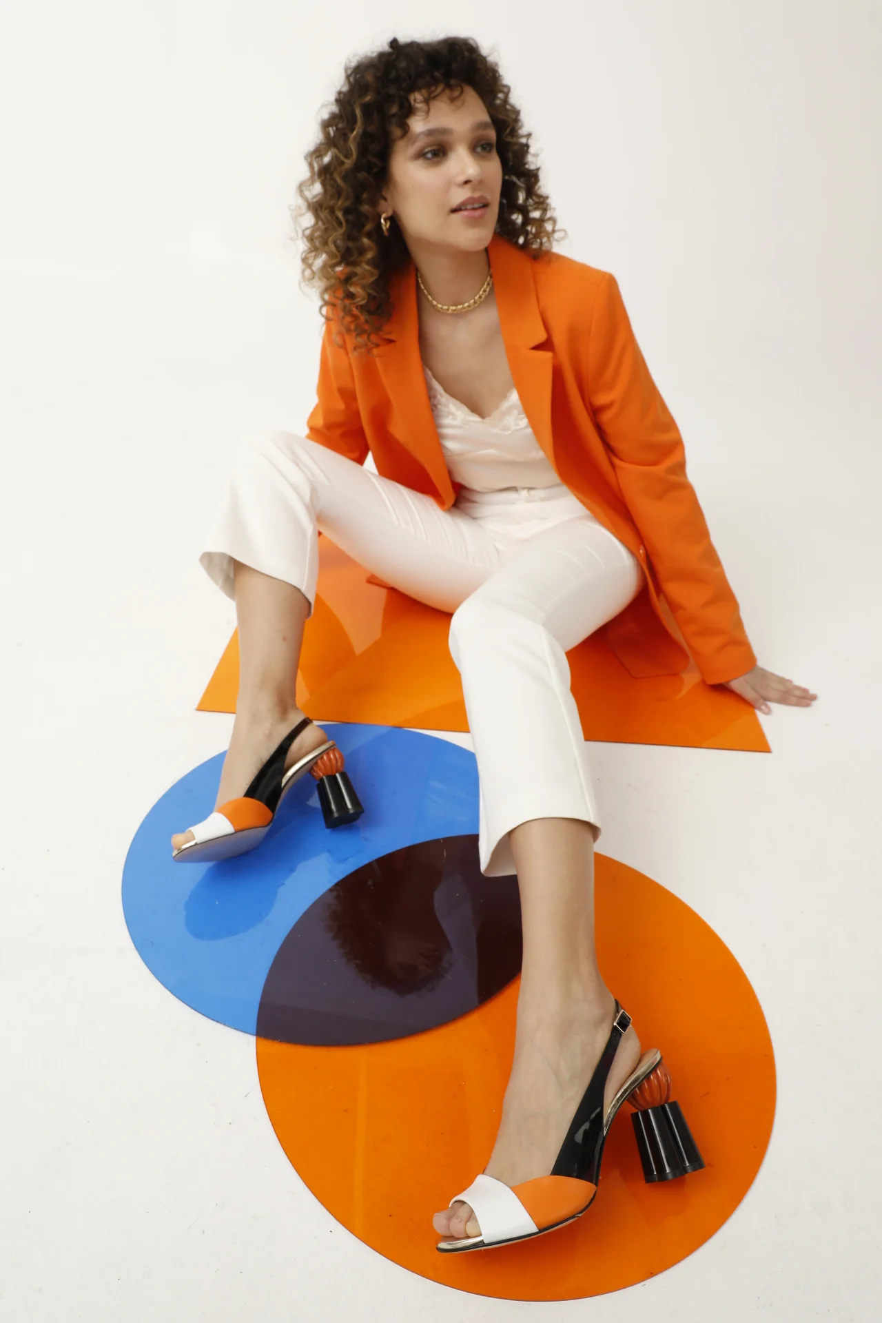 The Rize Black & Orange Pumpkin Heel Leather Women Sandal - Image 13