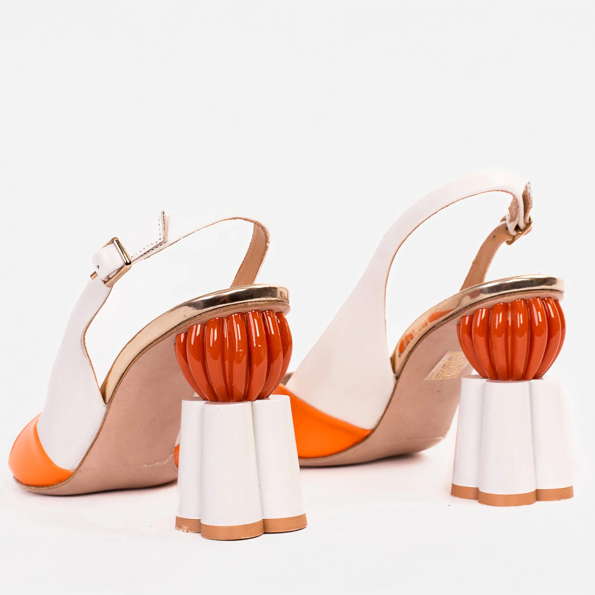 The Rize White Leather Pumpkin Heel Women Sandal - Image 5