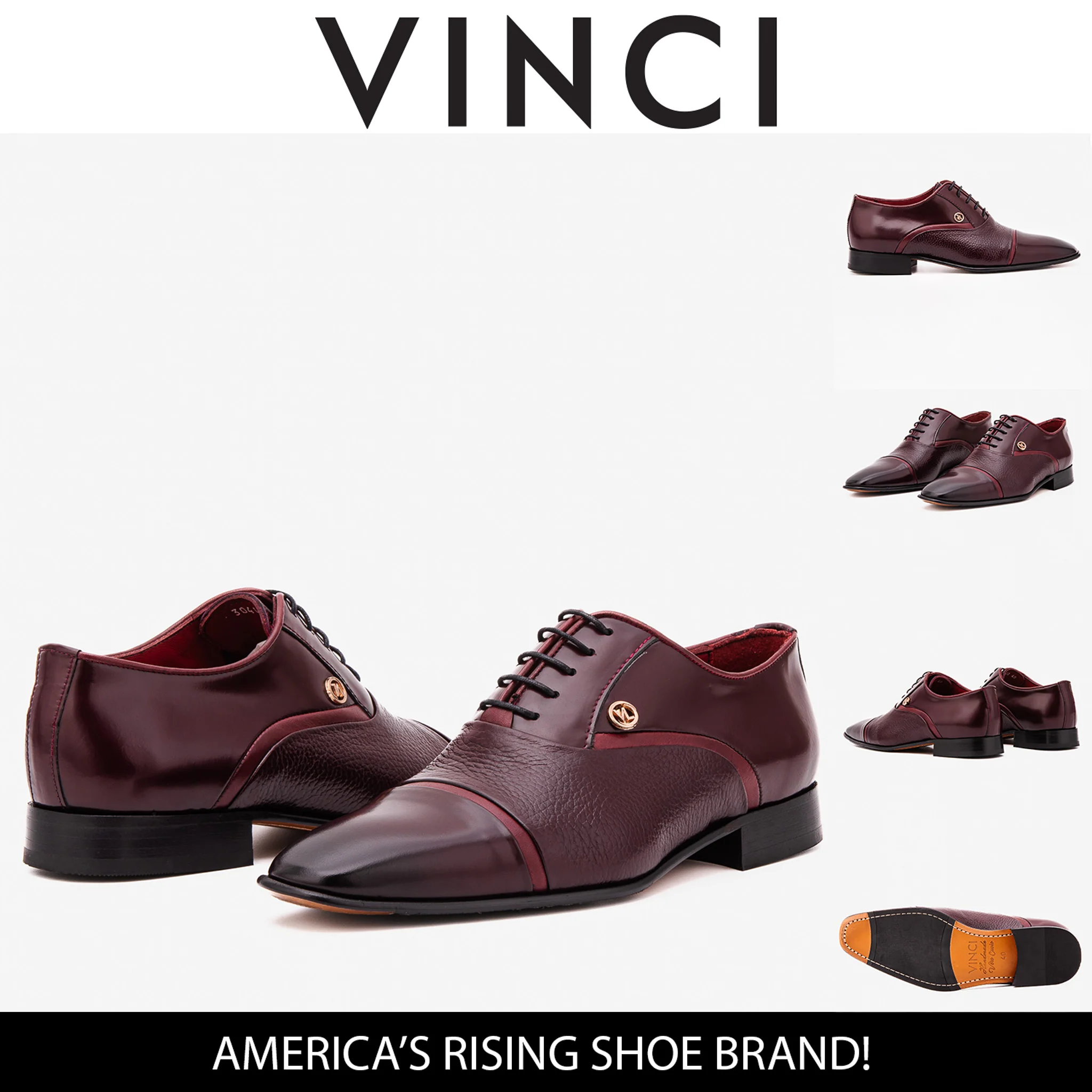 The Rockwell Handmade Burgundy Leather Cap Toe Oxford Men Shoe - Image 4