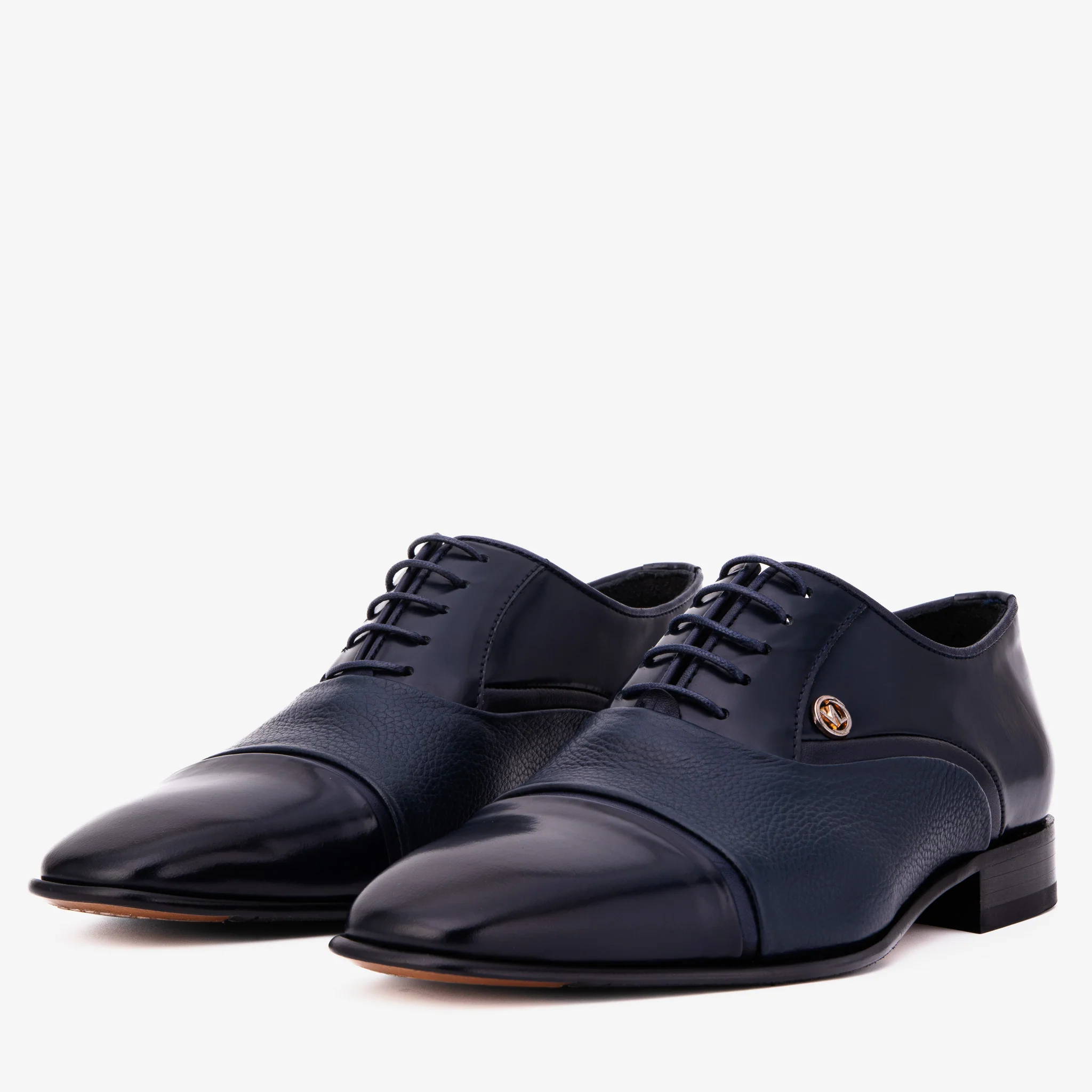 The Rockwell Handmade Navy Blue Leather Cap Toe Men Oxford Shoe - Image 2