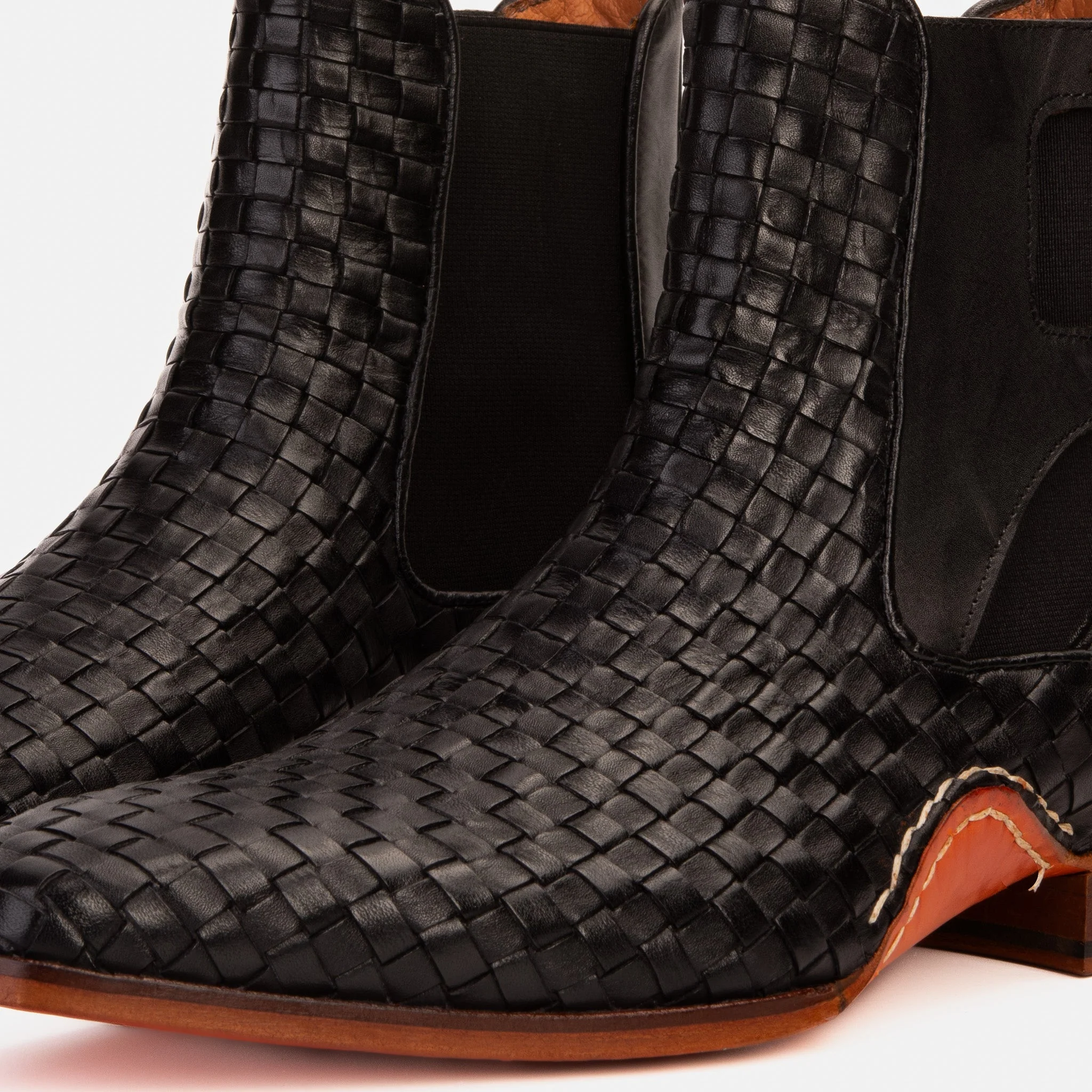 The Rolls Boot Woven Black Leather Double Monk Strap Handmade Men Shoe - Image 5