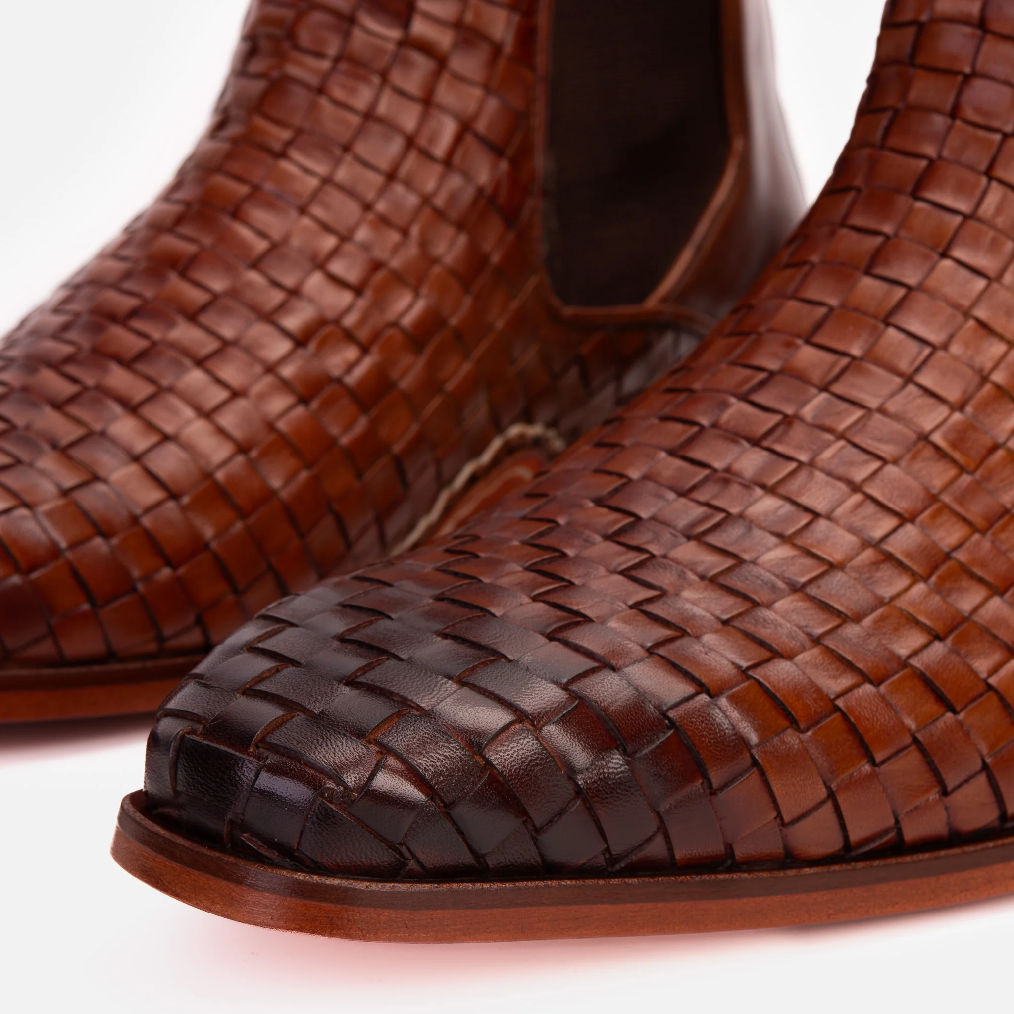 The Rolls Boot Woven Tan Leather Double Monk Strap Handmade Men Shoe - Image 10