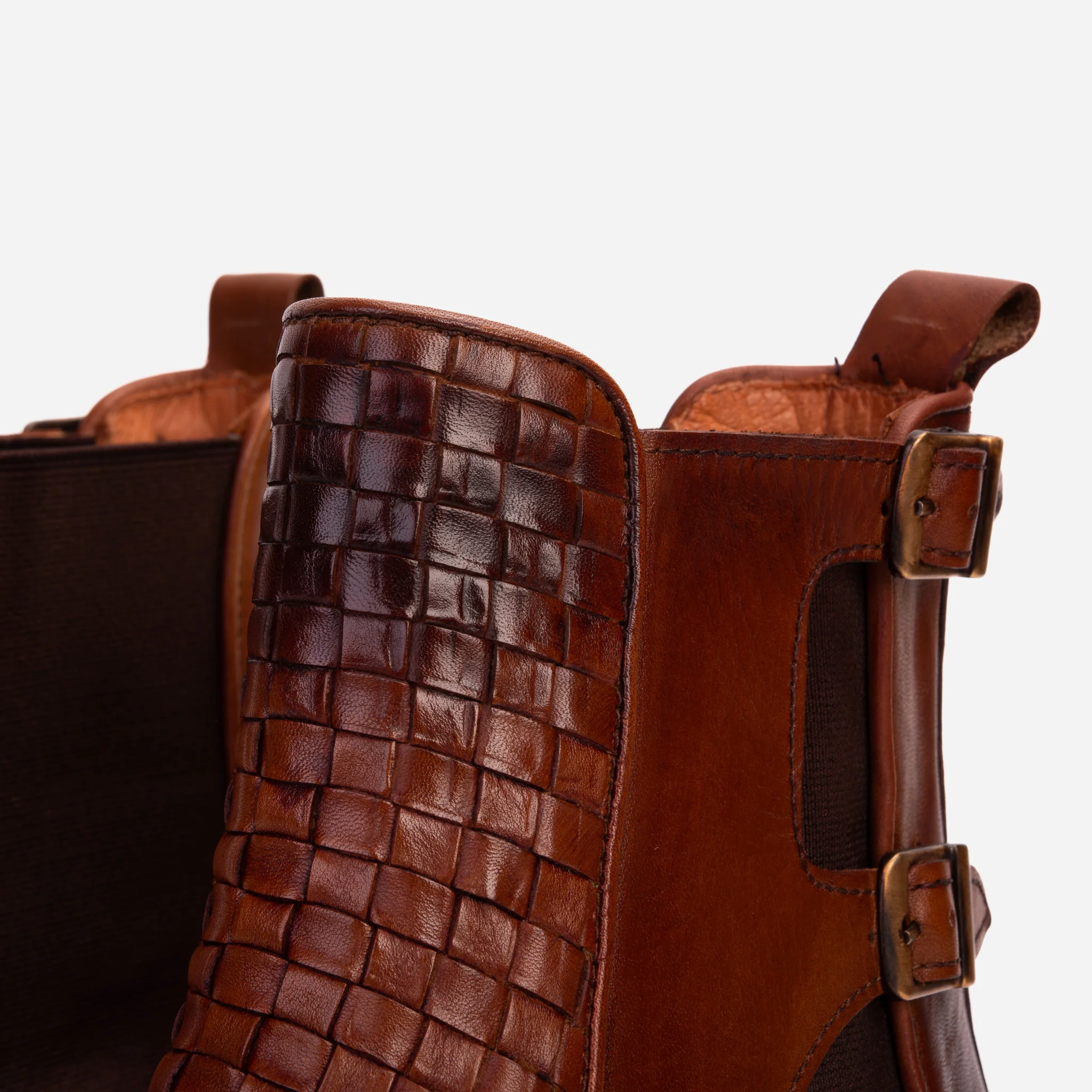 The Rolls Boot Woven Tan Leather Double Monk Strap Handmade Men Shoe - Image 11