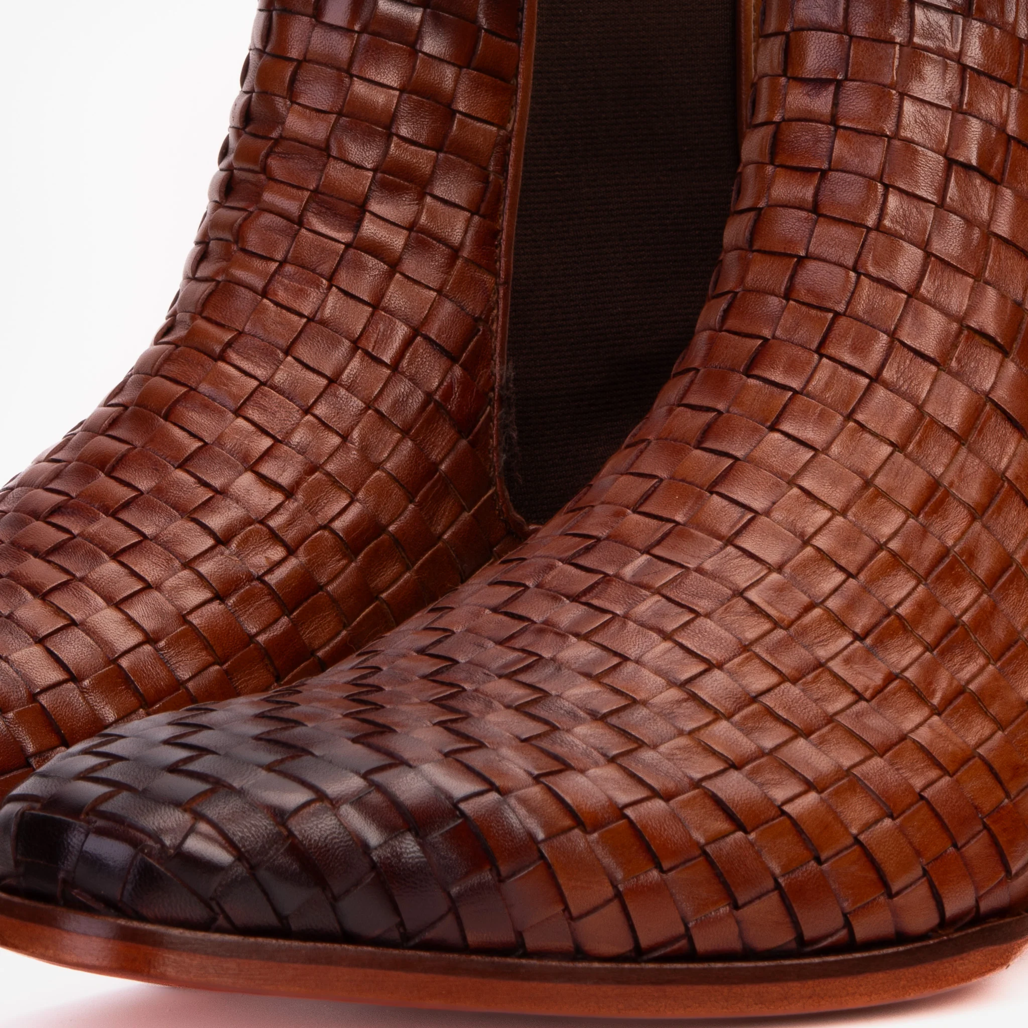 The Rolls Boot Woven Tan Leather Double Monk Strap Handmade Men Shoe - Image 5
