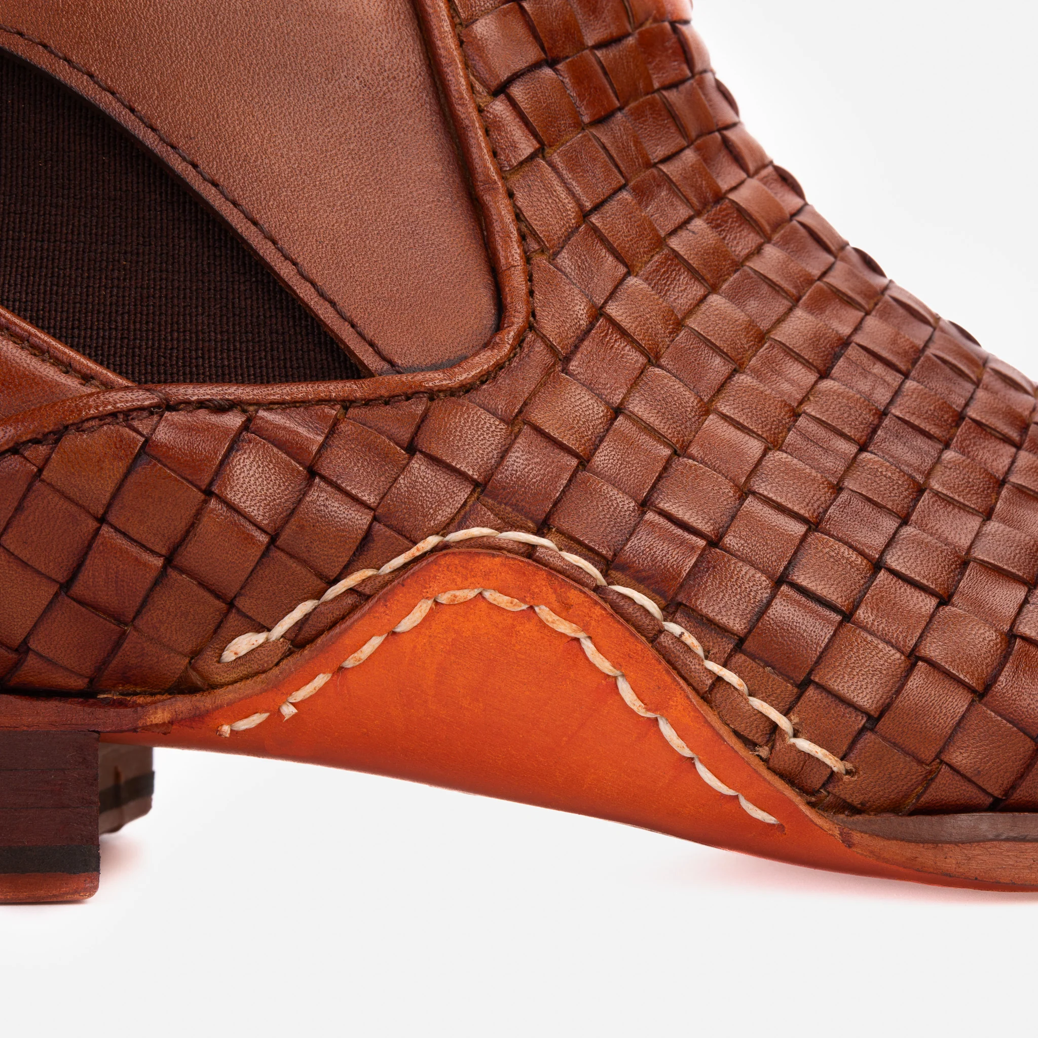 The Rolls Boot Woven Tan Leather Double Monk Strap Handmade Men Shoe - Image 8