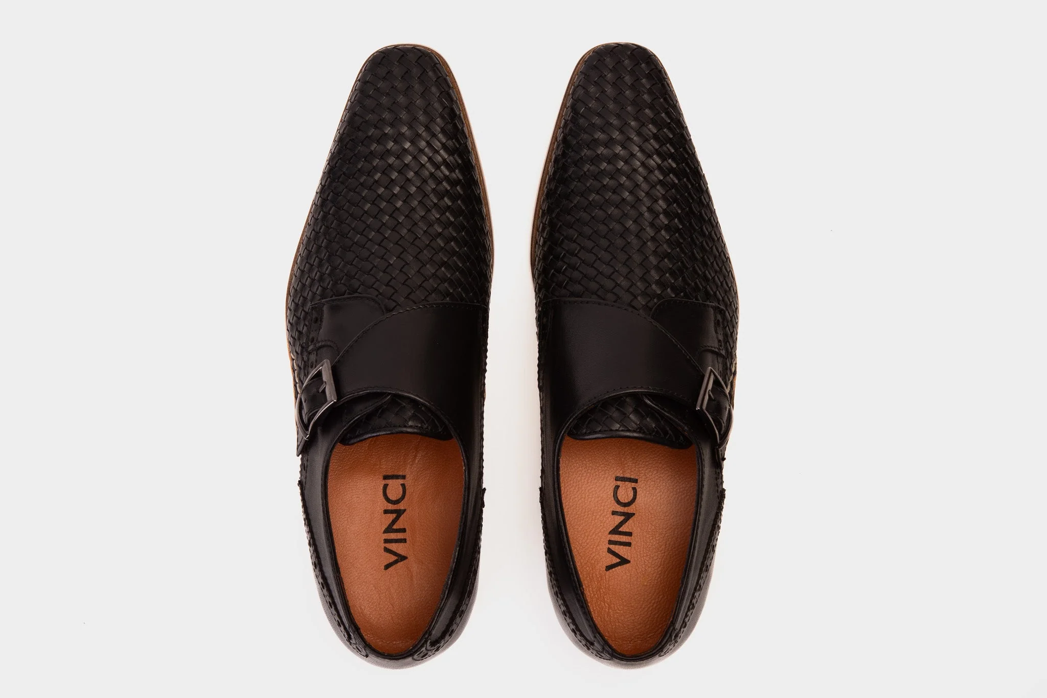 The Rolls  Woven Black Leather Single Monk Strap  Handmade Men Shoe - Image 5