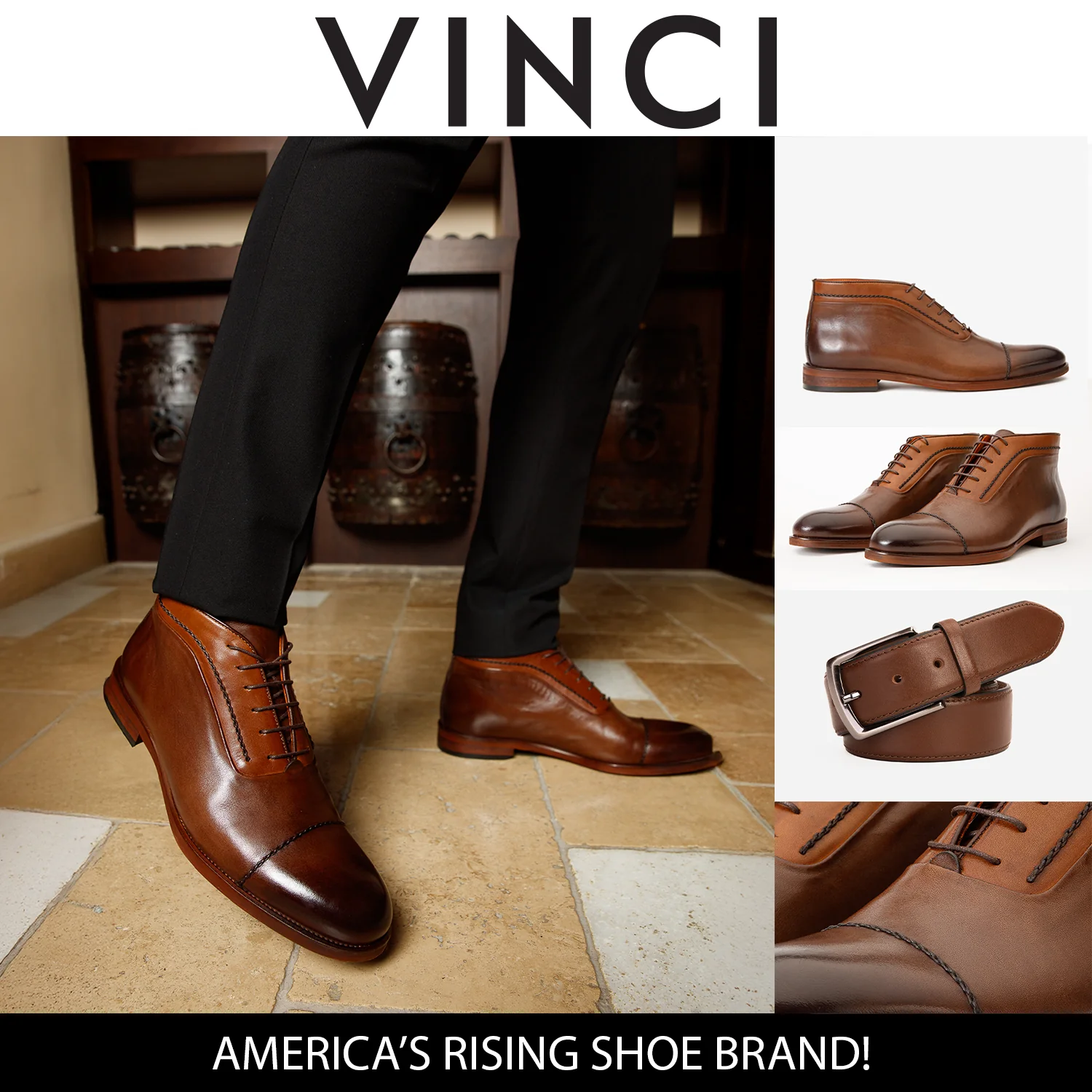 The Rome Tan Leather Oxford Cap-Toe Men Boot - Image 2
