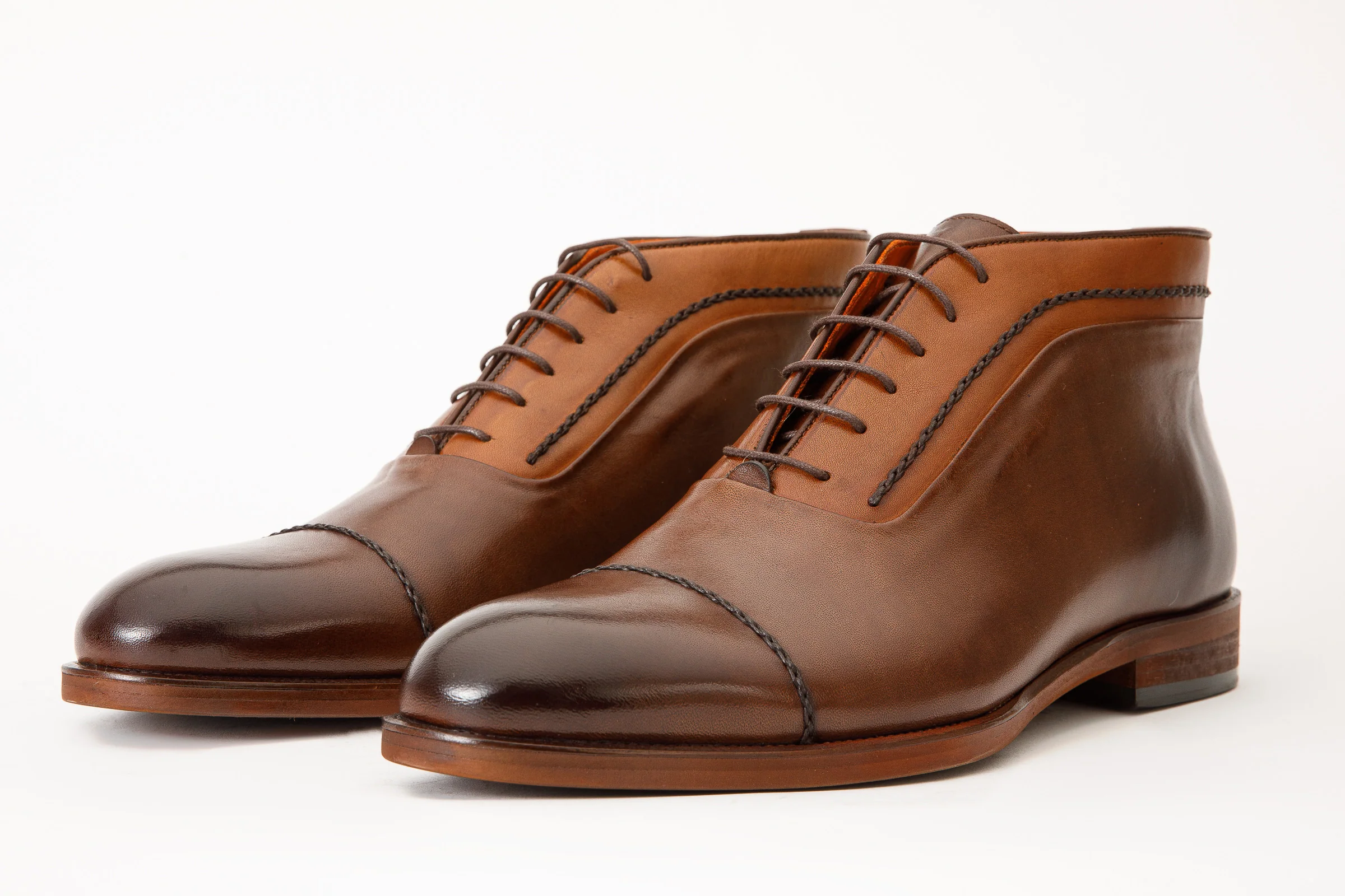 The Rome Tan Leather Oxford Cap-Toe Men Boot - Image 3
