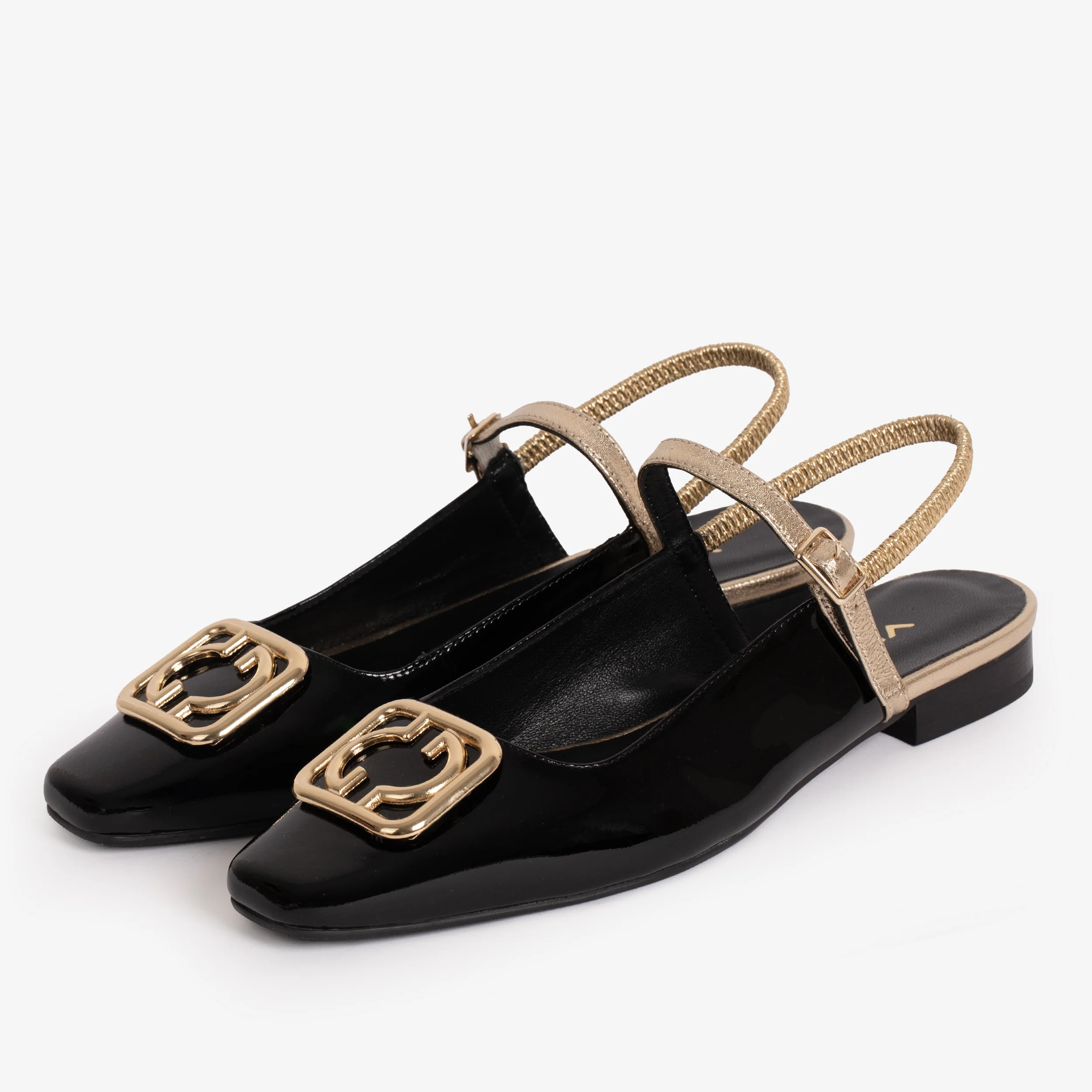 The Rosalinda Black Leather Women Flat Slingback Sandal - Image 3