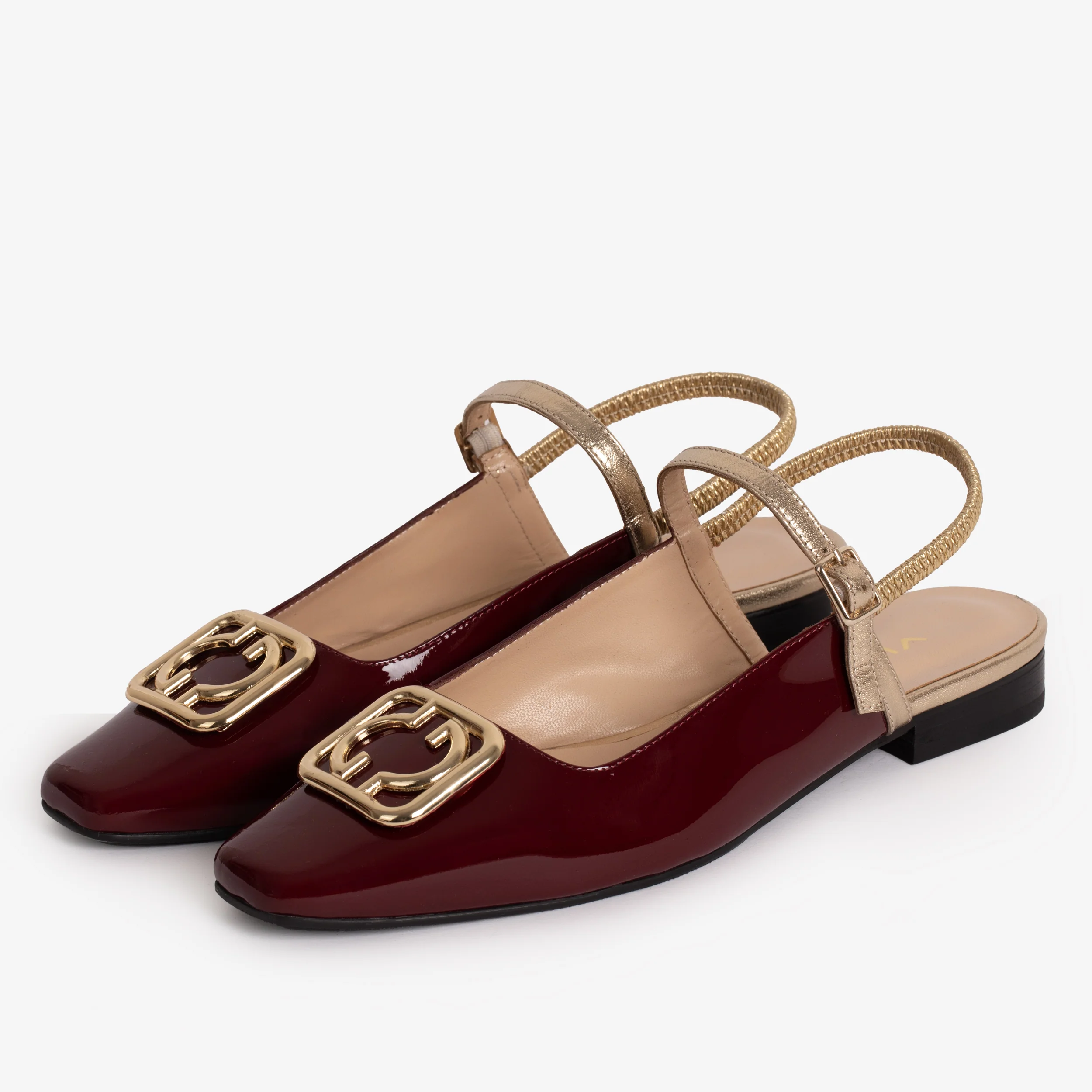 The Rosalinda Burgundy Patent Leather Women Flat Slingback Sandal - Image 3