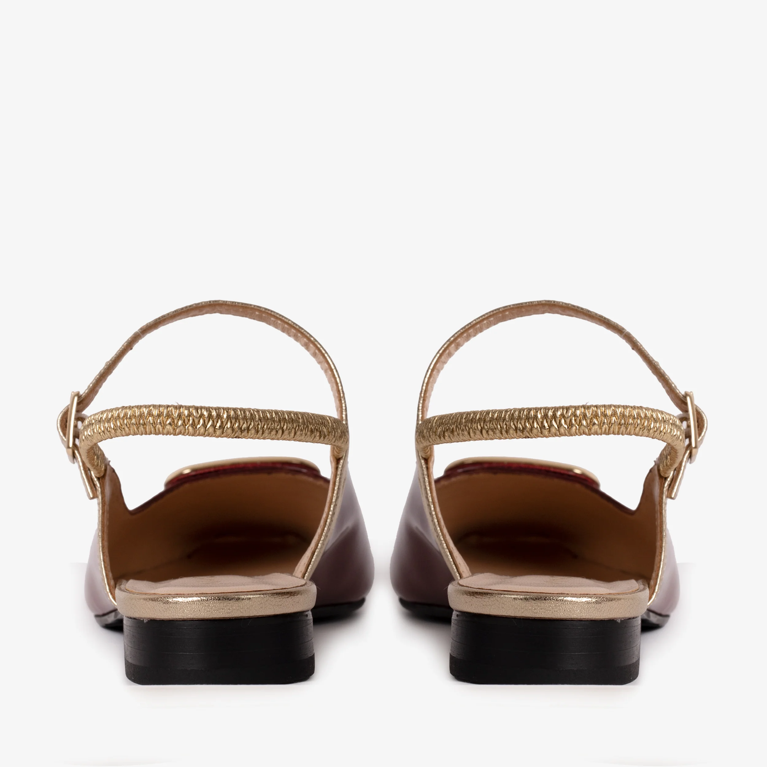 The Rosalinda Burgundy Patent Leather Women Flat Slingback Sandal - Image 5