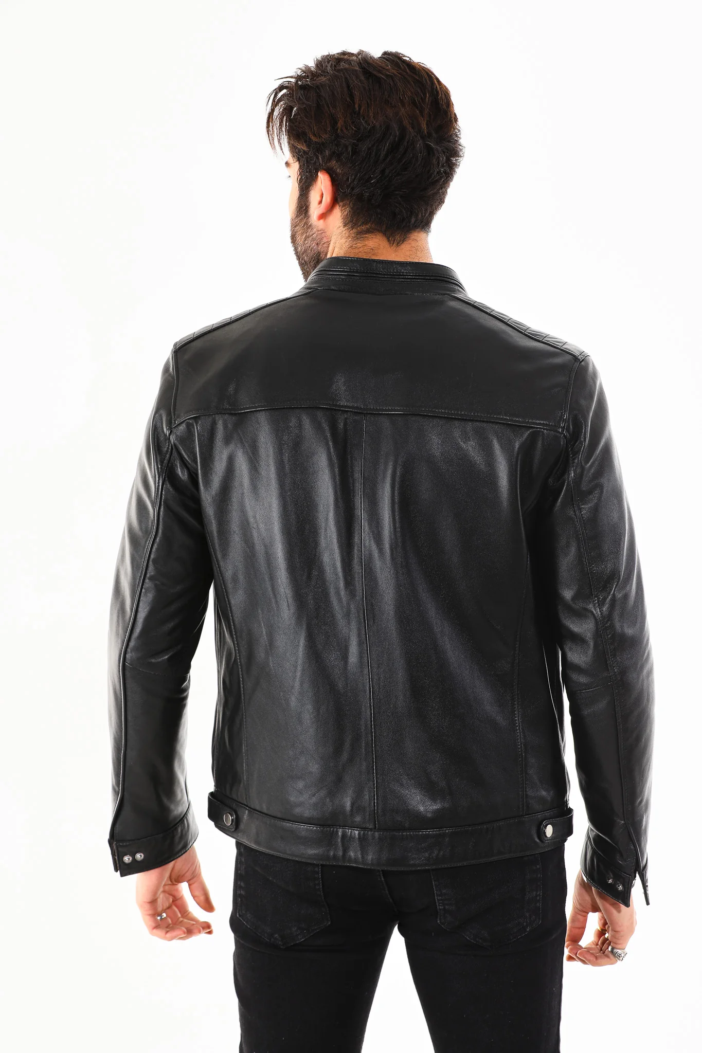 The Rossi Black Leather Men Jacket - Image 3