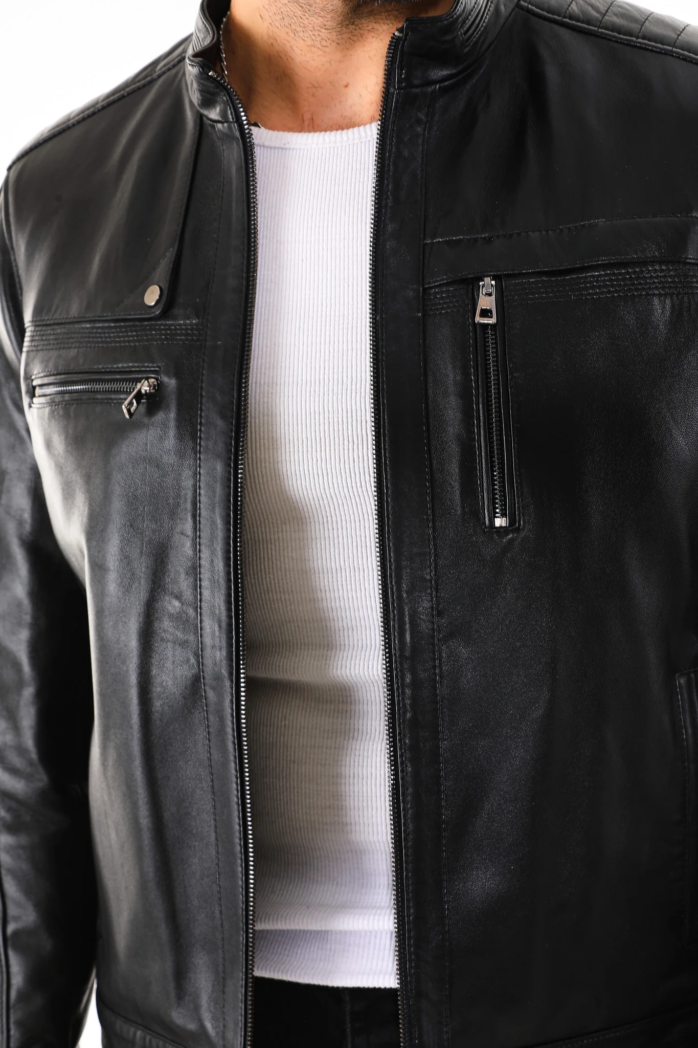 The Rossi Black Leather Men Jacket - Image 4