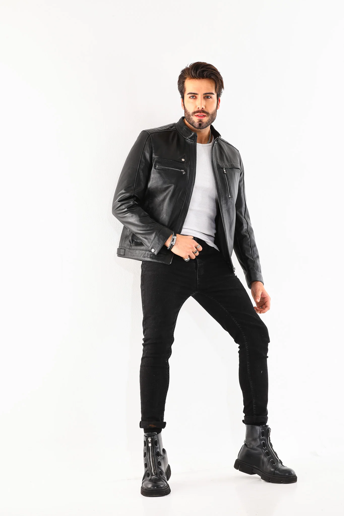 The Rossi Black Leather Men Jacket - Image 9