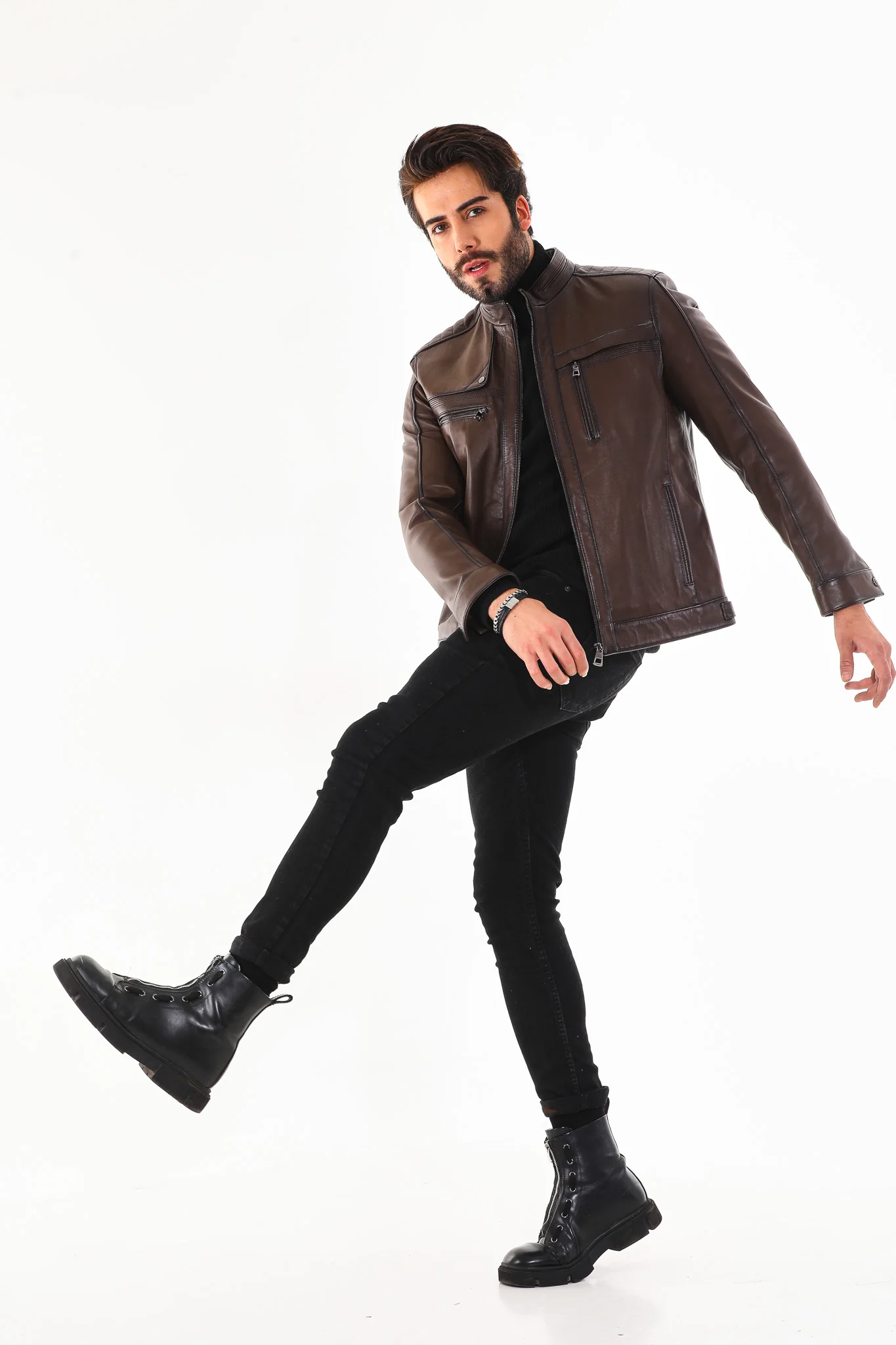 The Rossi Dark Brown Leather Men Jacket - Image 7
