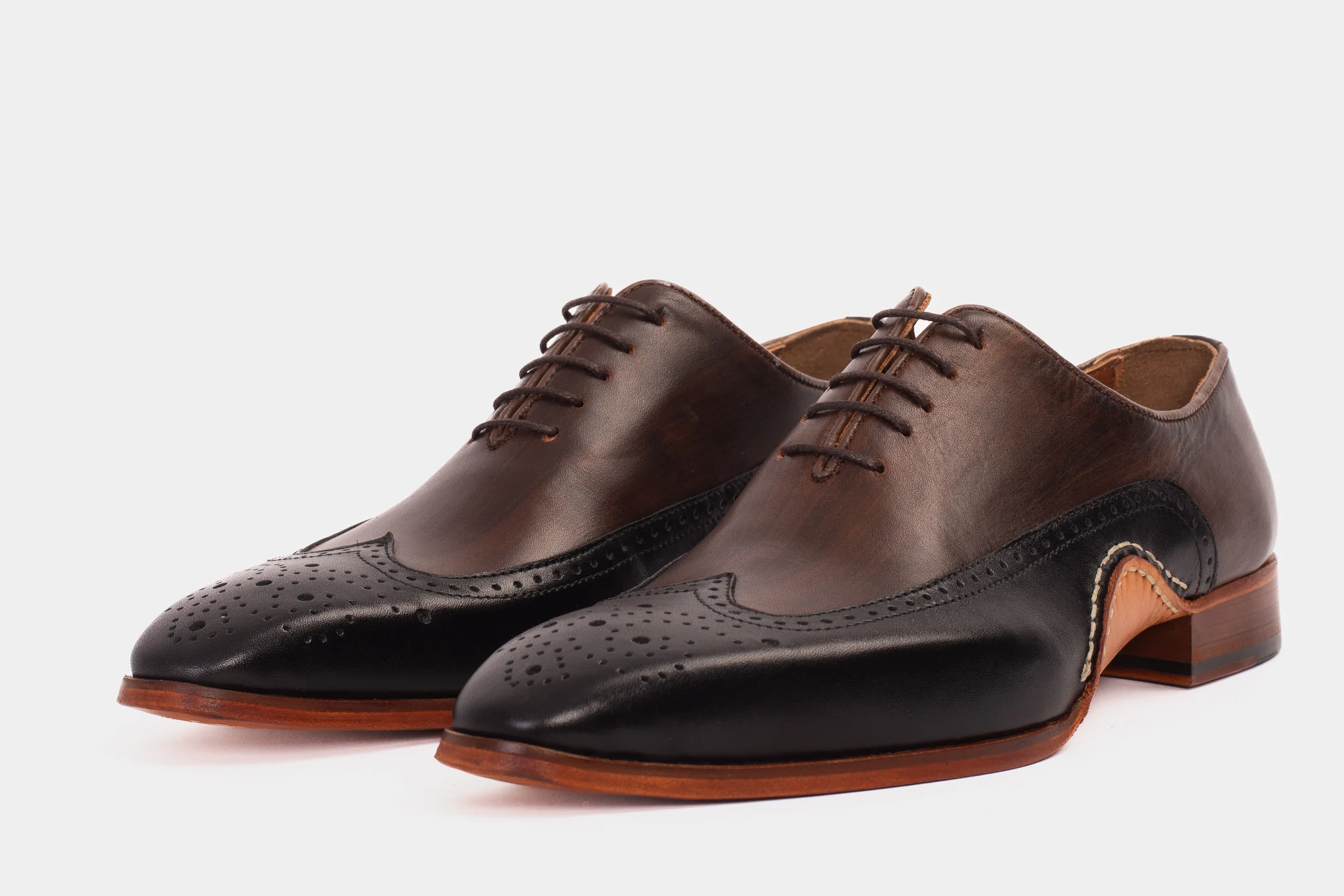 The Royal Hand Craft Black & Brown Wingtip Oxford Men Shoe - Image 3