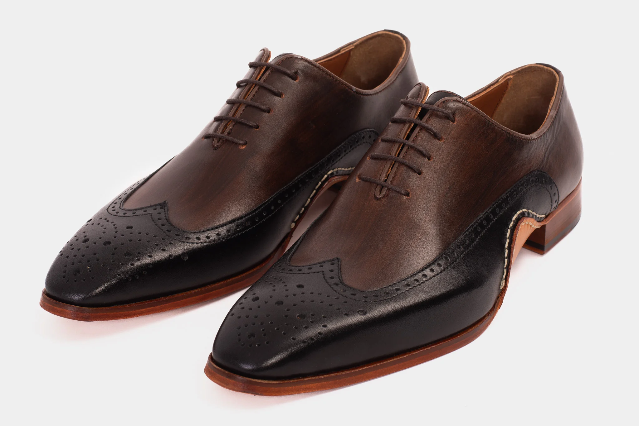 The Royal Hand Craft Black & Brown Wingtip Oxford Men Shoe - Image 5
